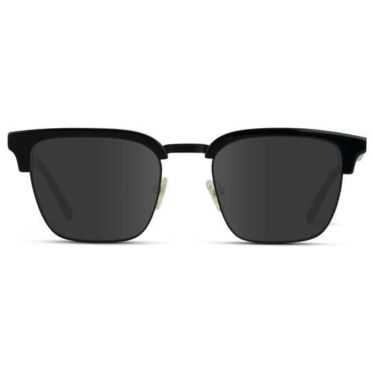 Black / Grey Lens || Black Horn Rimmed Prescription Sunglasses with Grey Lenses