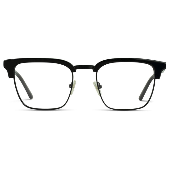 Black || Black Horn Rimmed Prescription Glasses with Clear Lenses