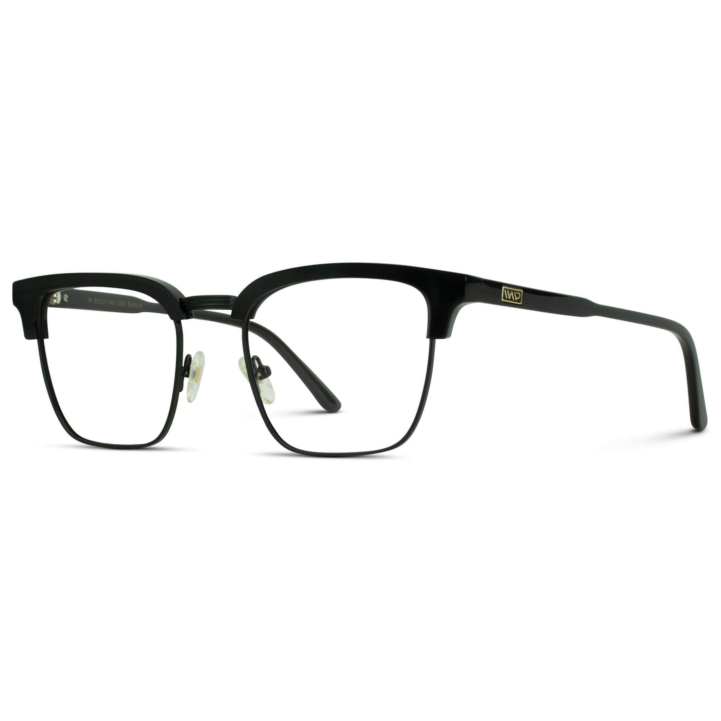 Black || Black Horn Rimmed Prescription Glasses with Clear Lenses