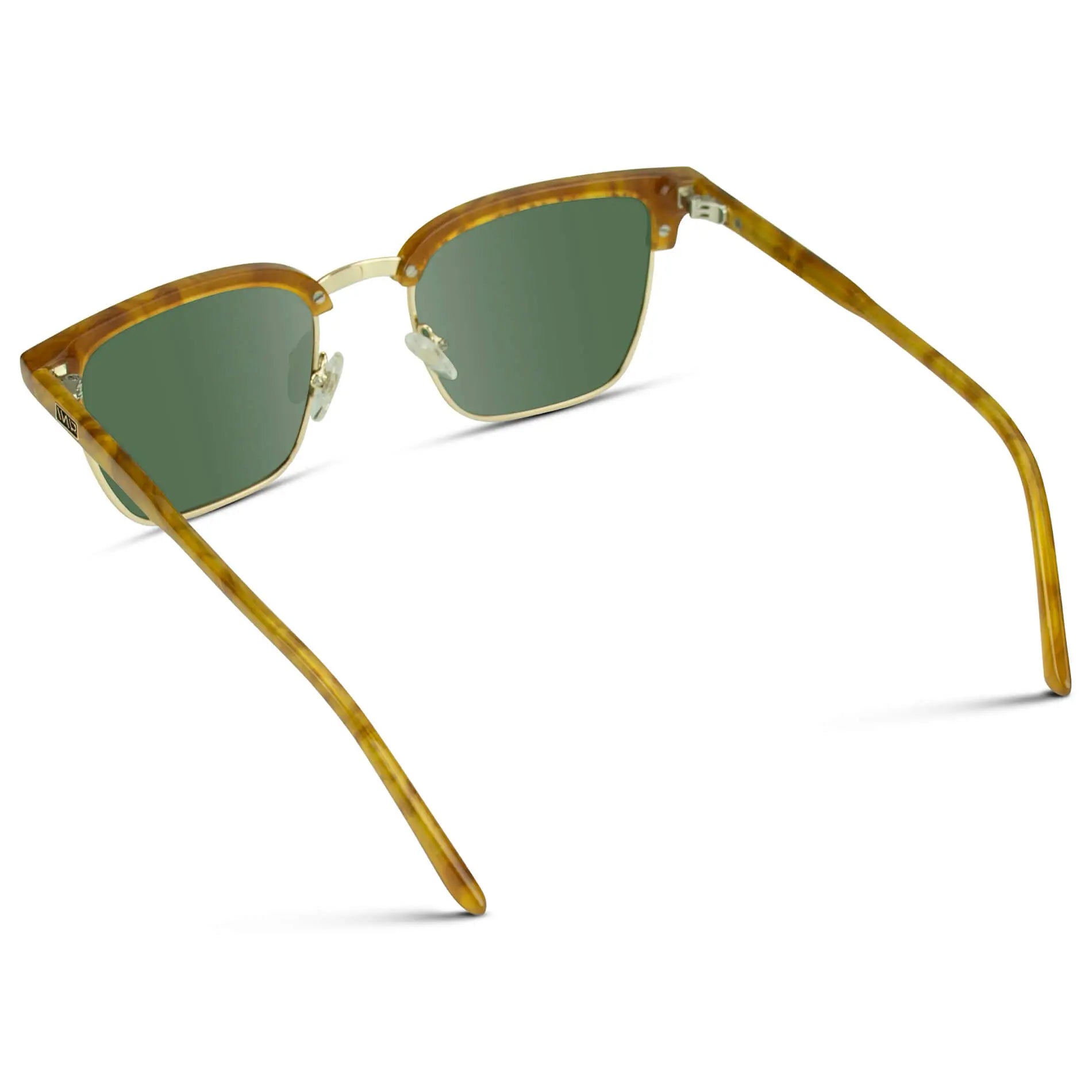 Savana Tortoise / Smoke Green Lens || Light Tortoise Horn Rimmed Polarized Sunglasses with Green Lenses