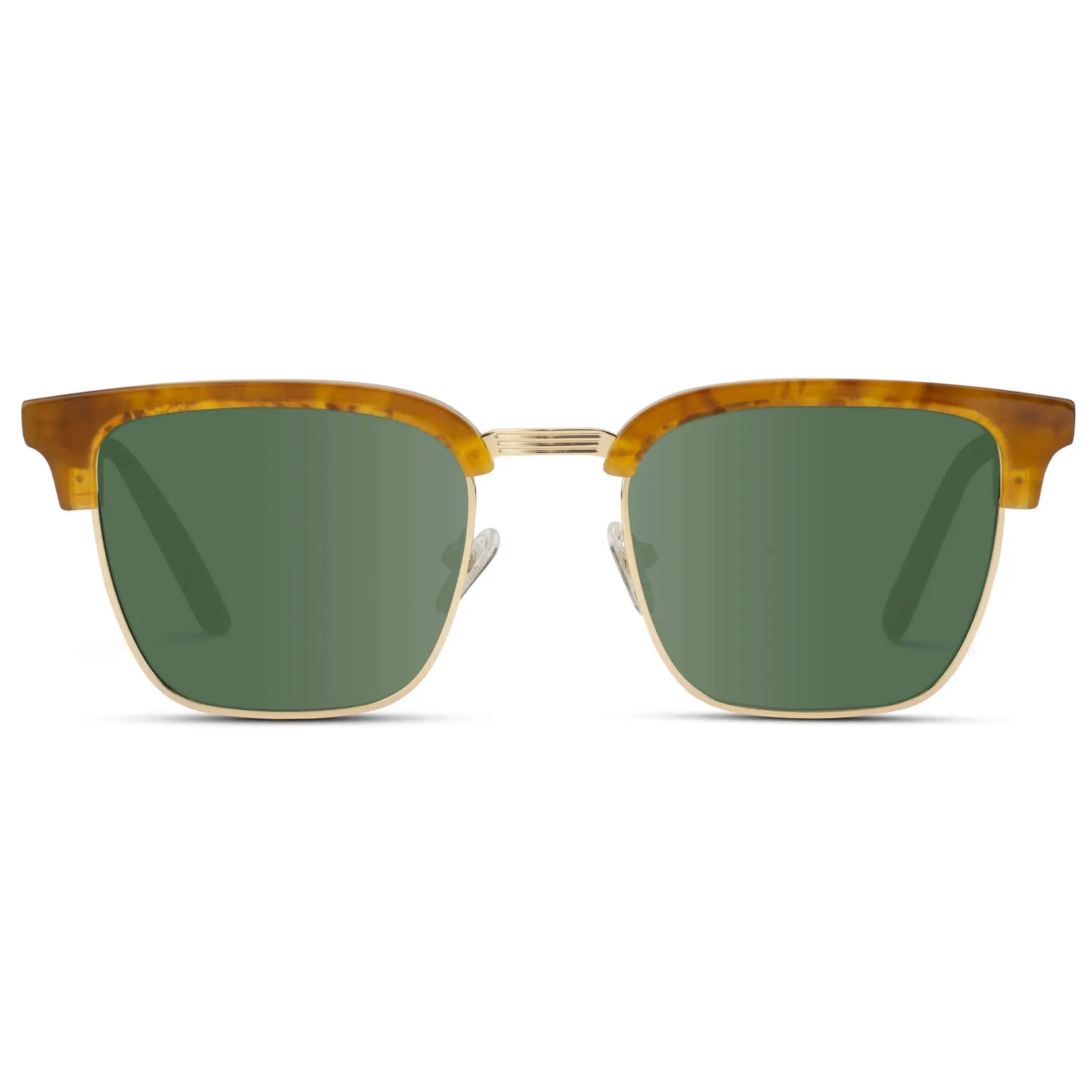 Savana Tortoise / Smoke Green Lens || Light Tortoise Horn Rimmed Polarized Sunglasses with Green Lenses