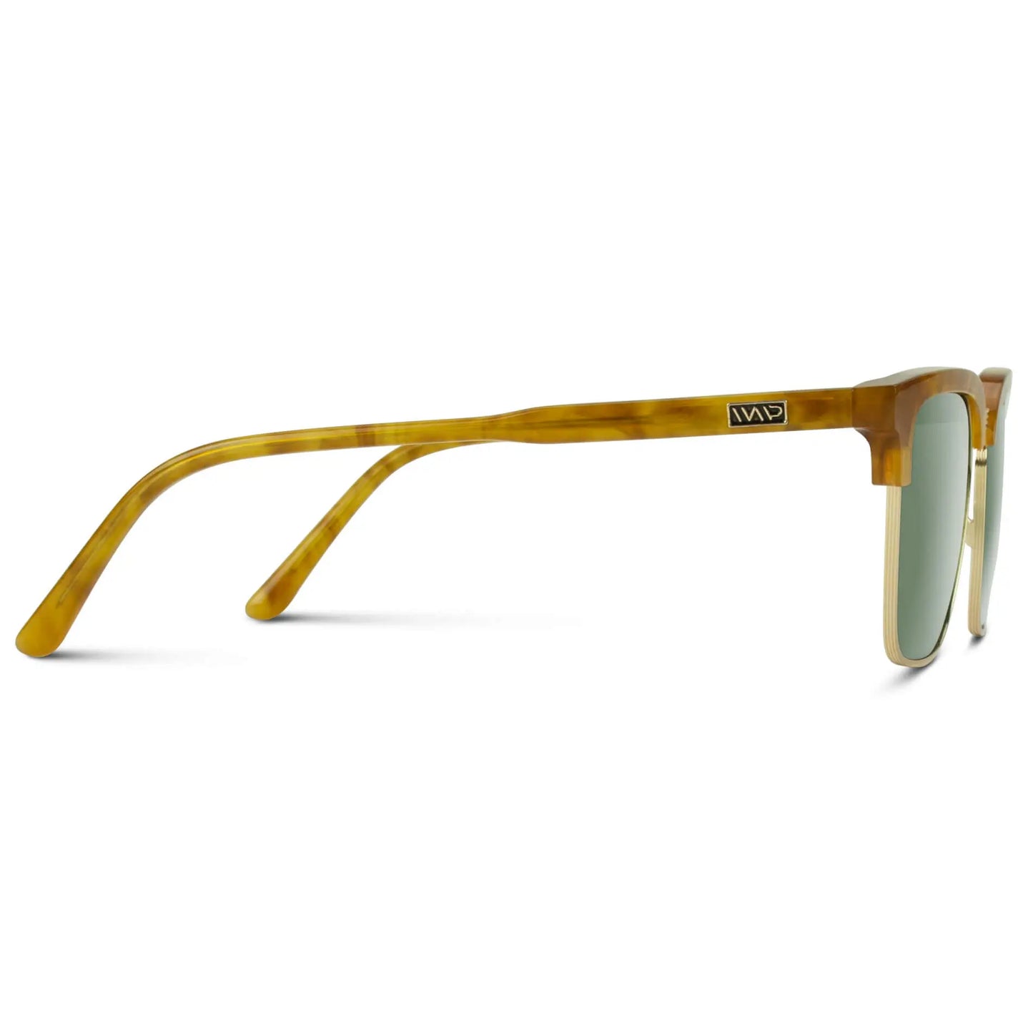 Savana Tortoise / Smoke Green Lens || Light Tortoise Horn Rimmed Polarized Sunglasses with Green Lenses