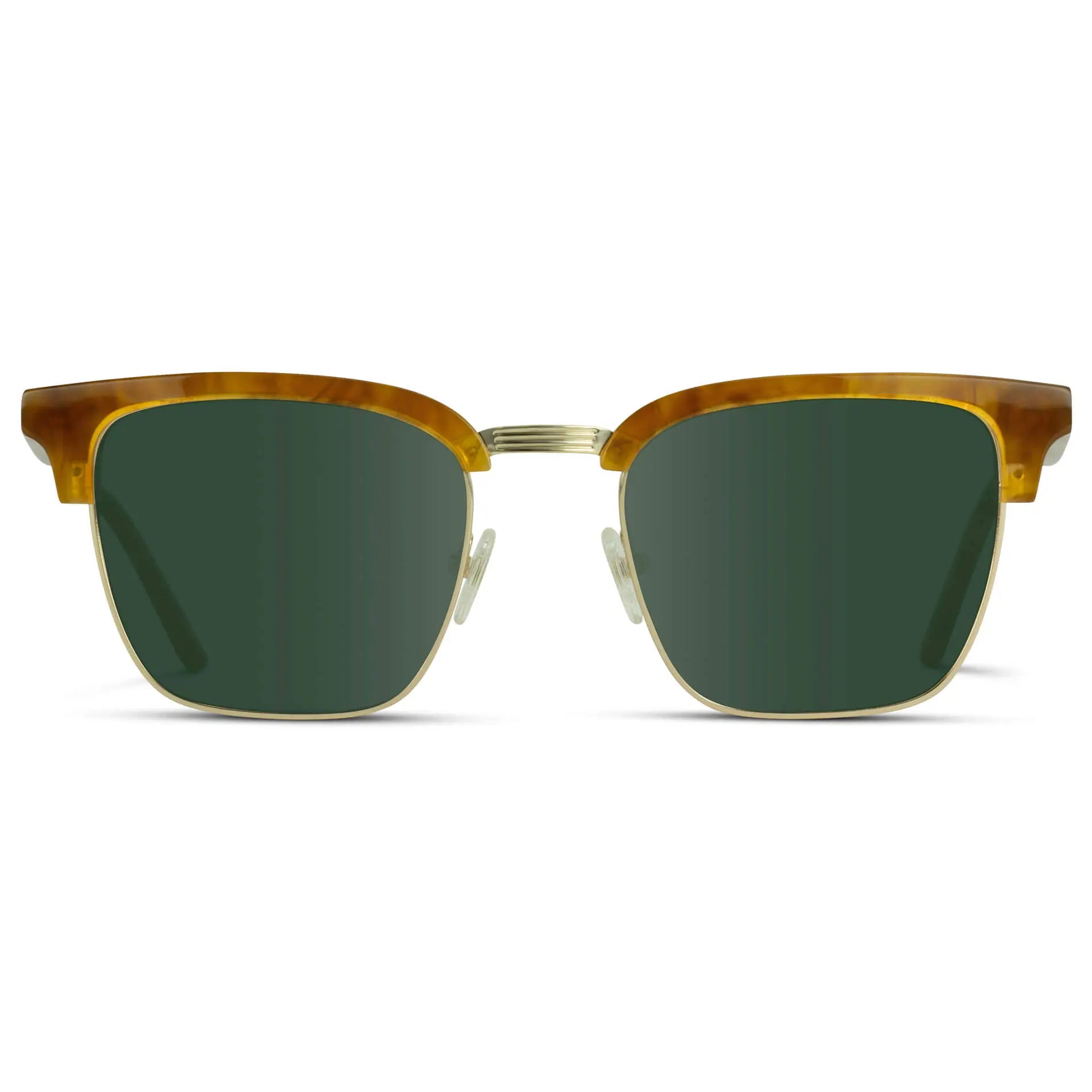Savana Tortoise / G15 || Men's Brown Frame Tortoise Horn Rimmed Prescription Sunglasses with Green Lenses