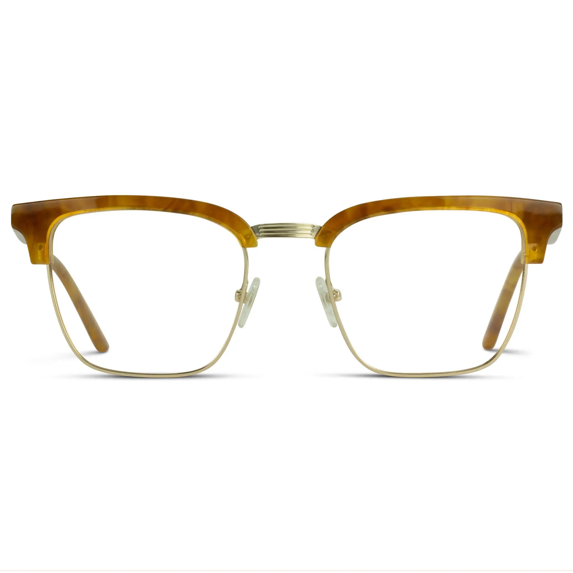 Savana Tortoise || Men's Horn Rimmed Prescription Glasses with Savana Tortoise Frame and Clear Lenses on a white background