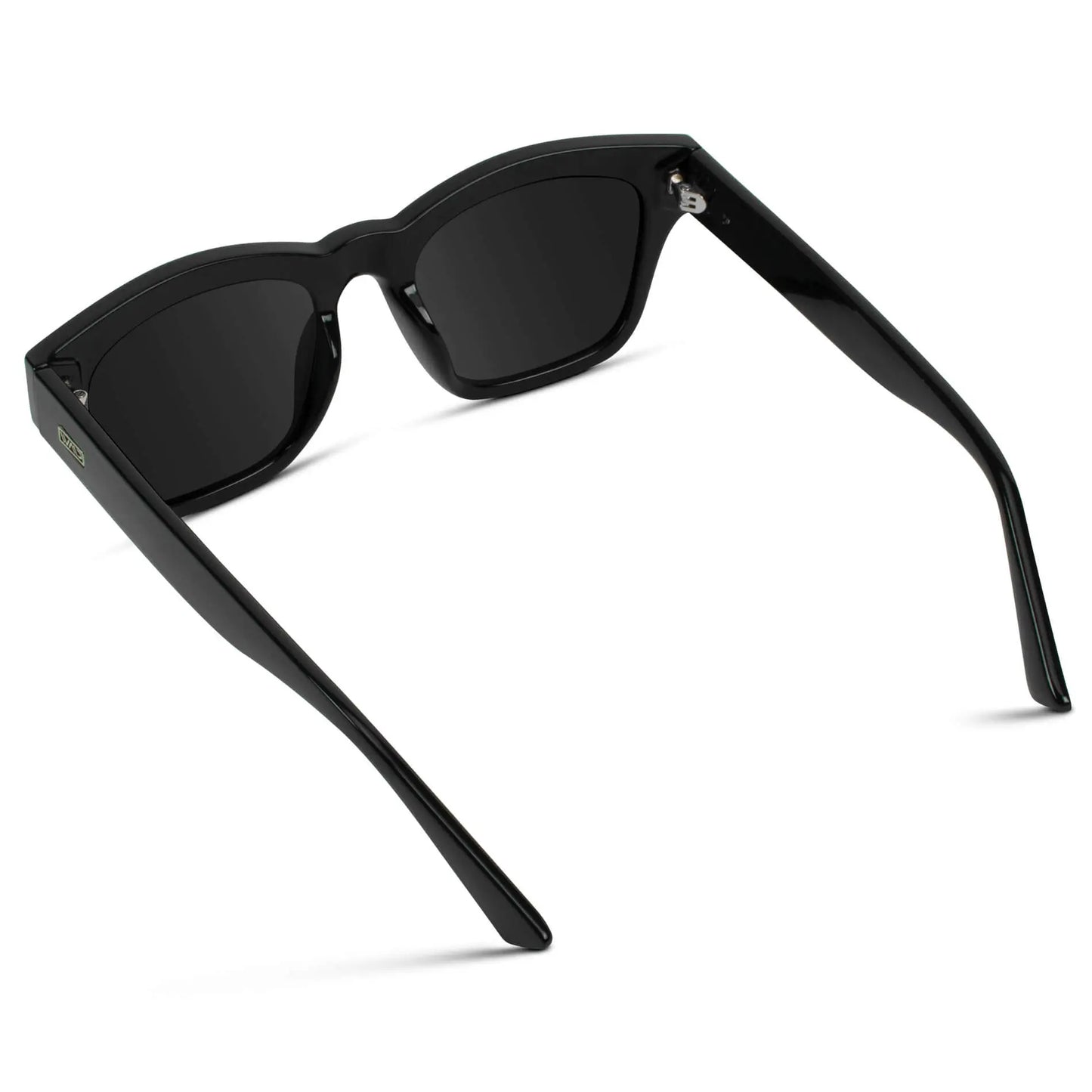 Black Vortex / Black Lens || Women's Glossy Black Square Cat Eye Shape Affordable Polarized Sunglasses with Black Lenses