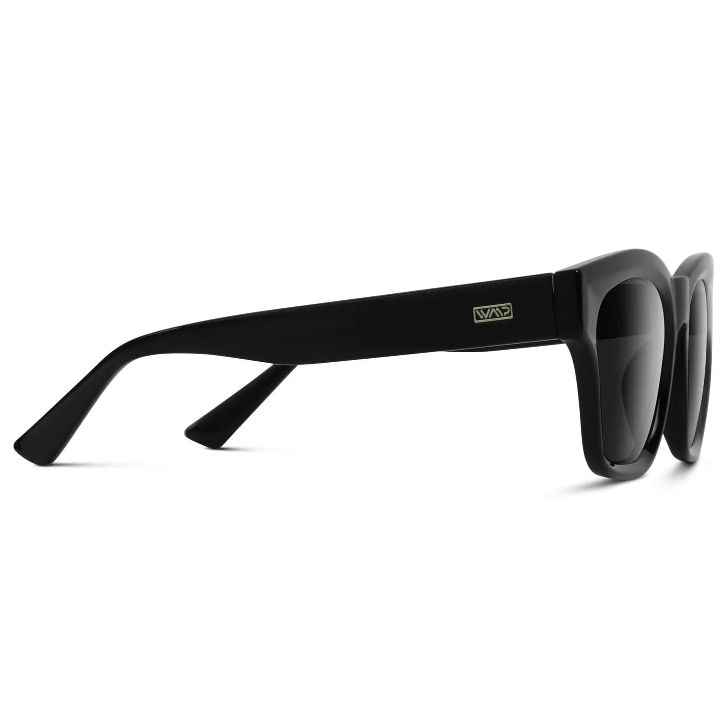 Black Vortex / Black Lens || Women's Glossy Black Square Cat Eye Shape Affordable Polarized Sunglasses with Black Lenses