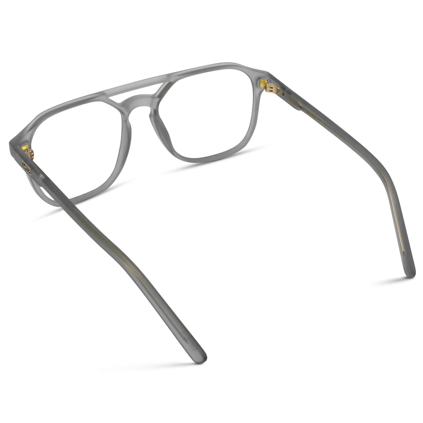 Moonrock Grey || Double Bridge Geometric Square Prescription Eyeglasses with Grey Acetate Frame and Clear Lenses