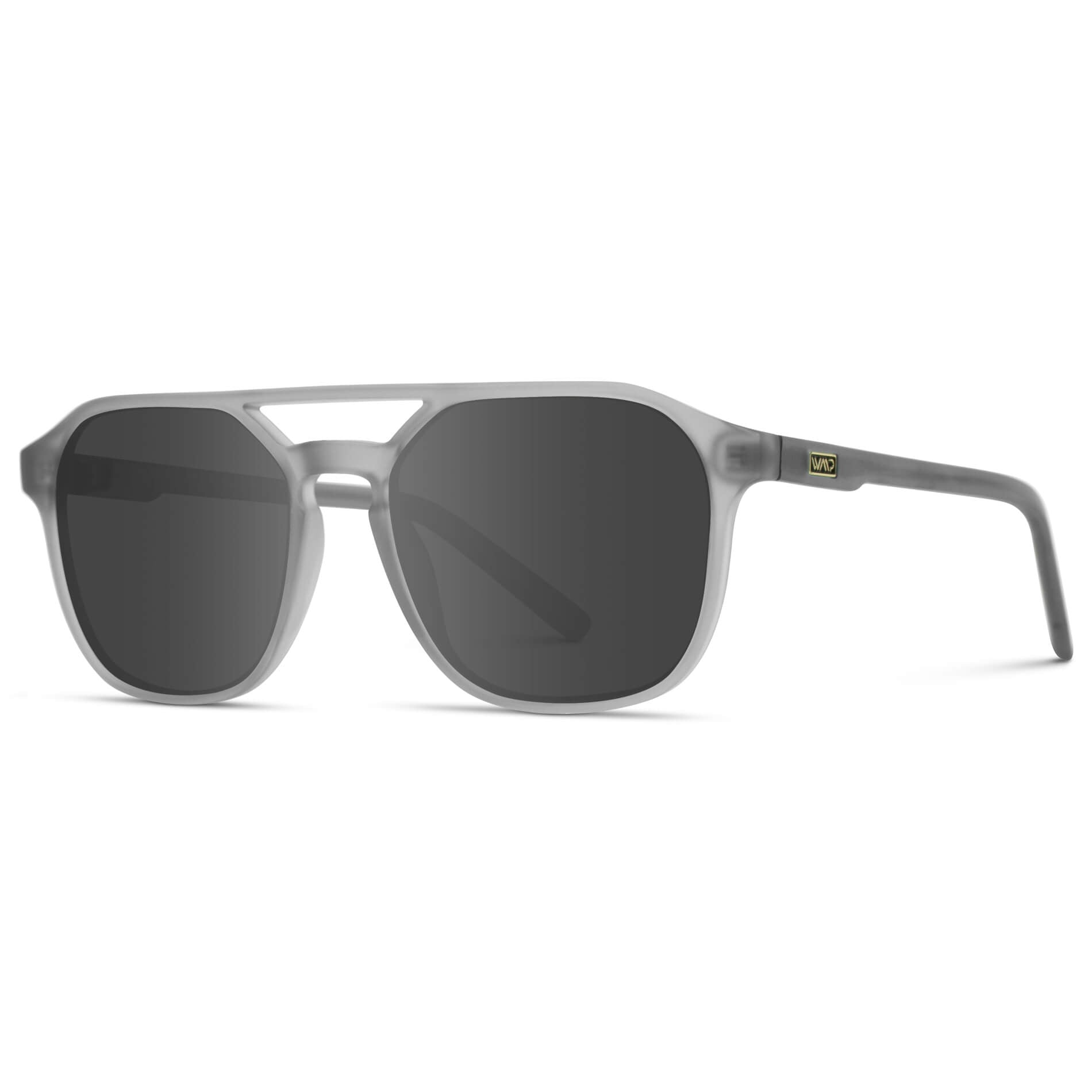 Moonrock Grey / Grey || Double Bridge Geometric Square Prescription Sunglasses with Grey Acetate Frame and Grey Lenses