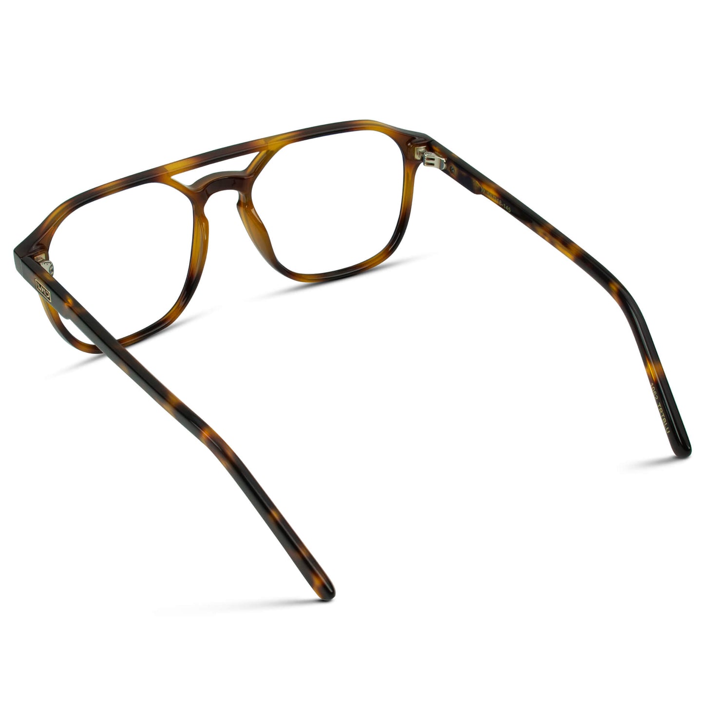 Whiskey Brown Tortoise || Double Bridge Geometric Square Prescription Eyeglasses with Brown Tortoise Acetate Frame and Clear Lenses