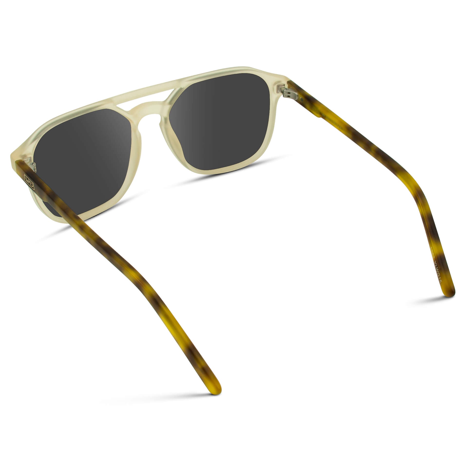 Tortoise Champagne / Grey || Double Bridge Geometric Square Prescription Sunglasses with Tortoise Champagne Yellow Acetate Frame and Grey Lenses