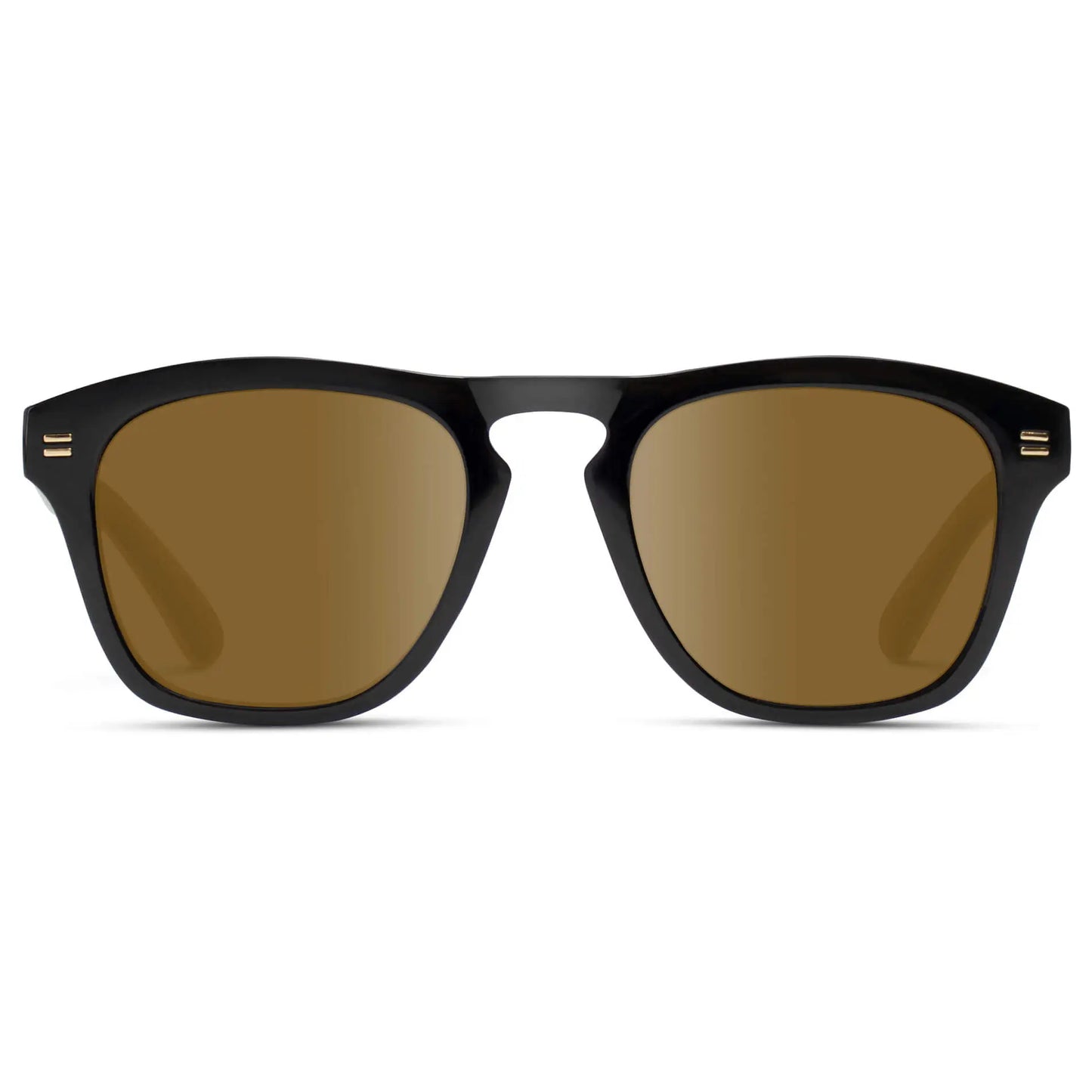Black / Amber || Men's Square Prescription Sunglasses with Black Frame and Amber Lenses on a white background