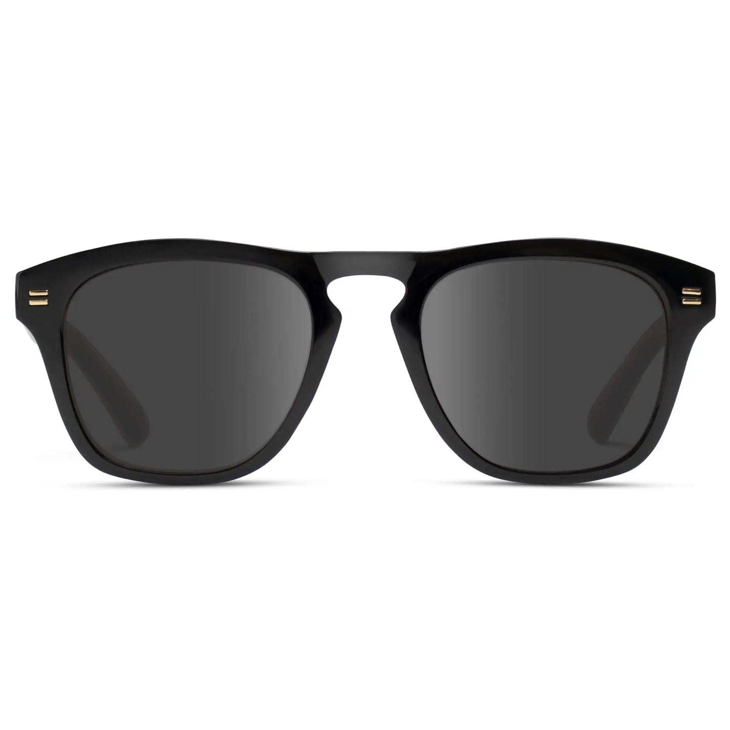 Black / Grey || Men's Square Prescription Sunglasses with Black Frame and Grey Lenses on a white background