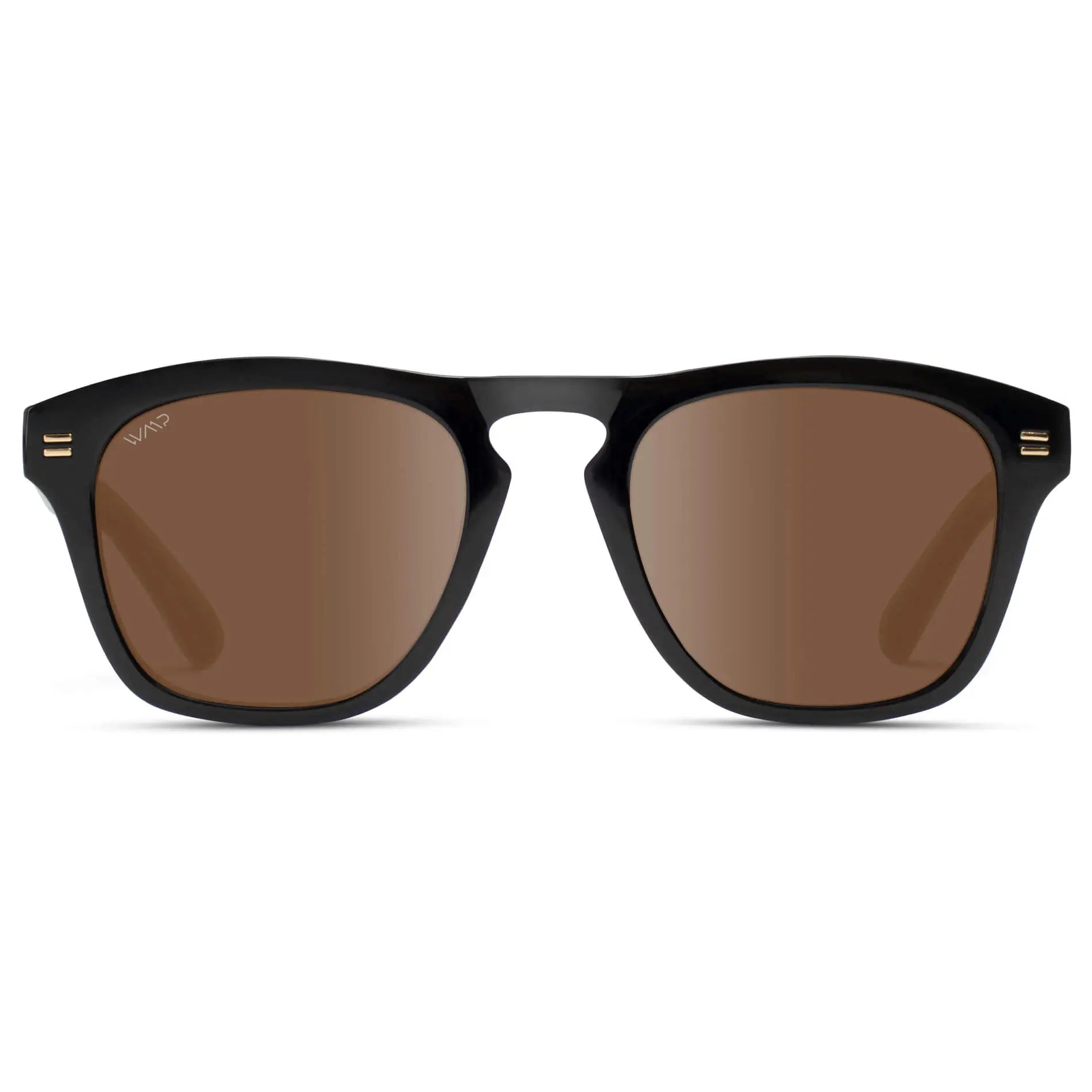 Black / Brown Lens || Acetate Sunglasses in Glossy Black Frame with Brown Polarized Lenses