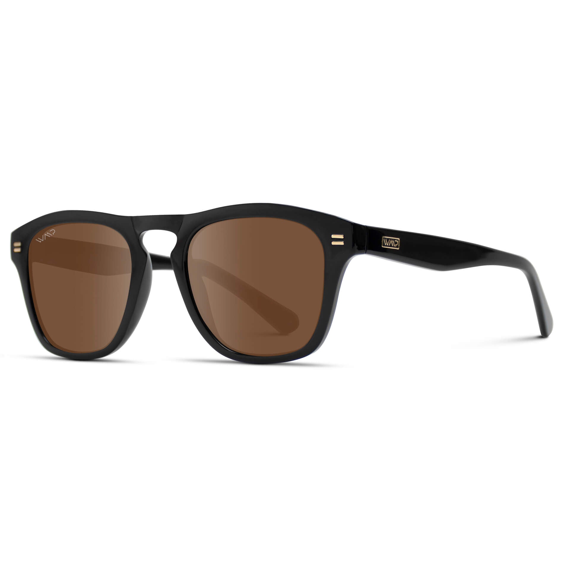 Black / Brown Lens || glossy black frame with tinted brown lenses square polarized sunglasses for men made from acetate