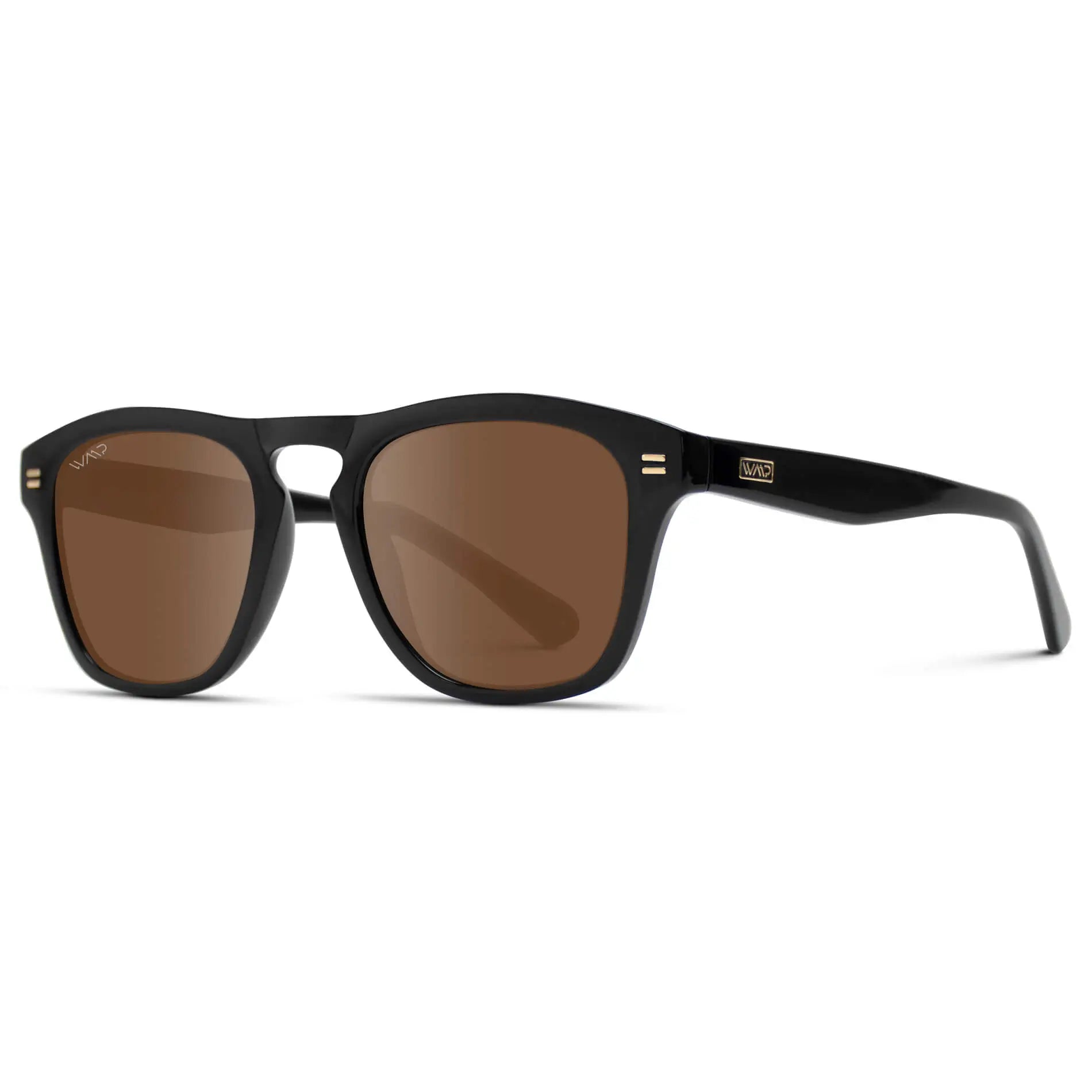 Black / Brown Lens || Acetate Sunglasses in Glossy Black Frame with Brown Polarized Lenses