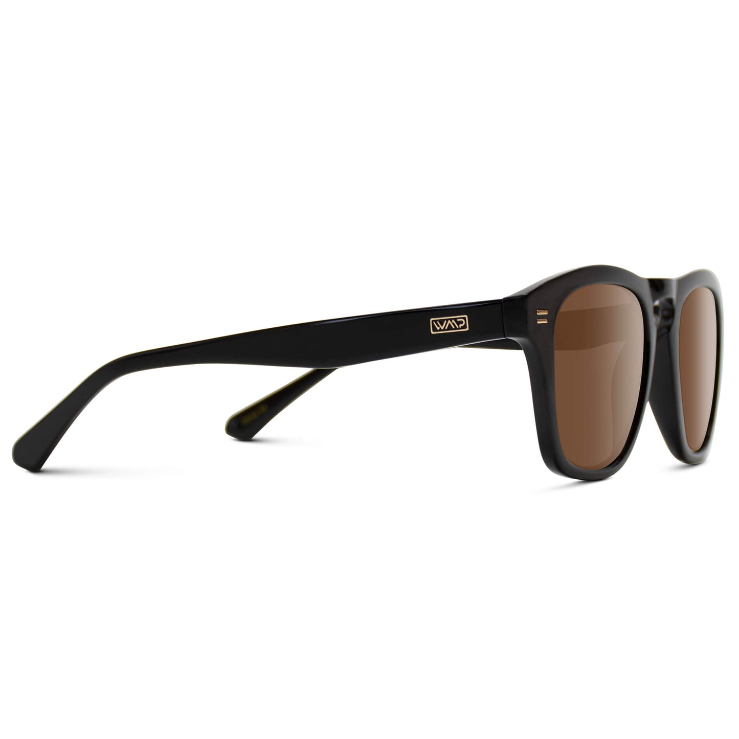 Black / Brown Lens || Men's acetate sunglasses in square shape with a stately, sleek, and thick glossy black frame and tinted brown lenses