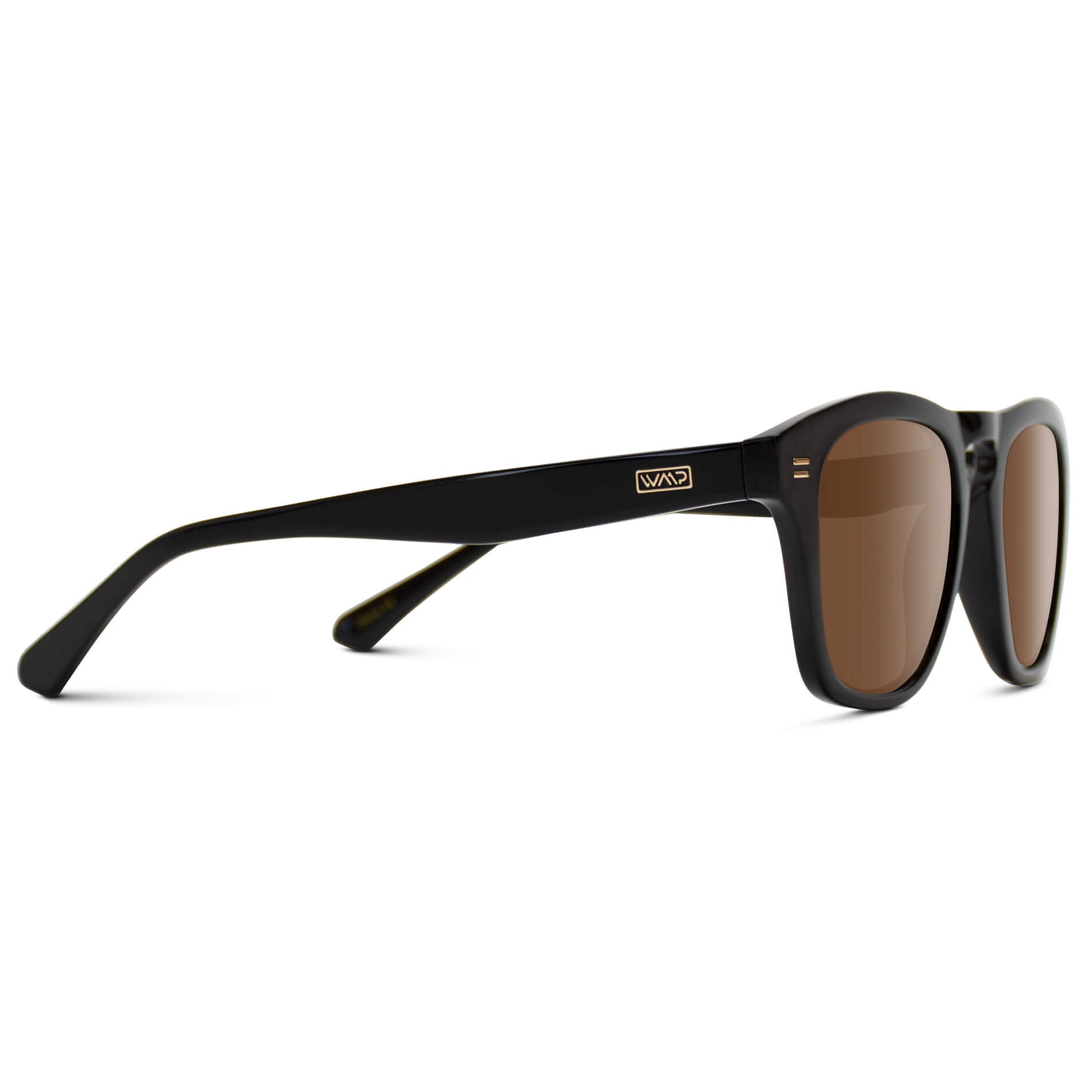 Black / Brown Lens || Men's acetate sunglasses in square shape with a stately, sleek, and thick glossy black frame and tinted brown lenses