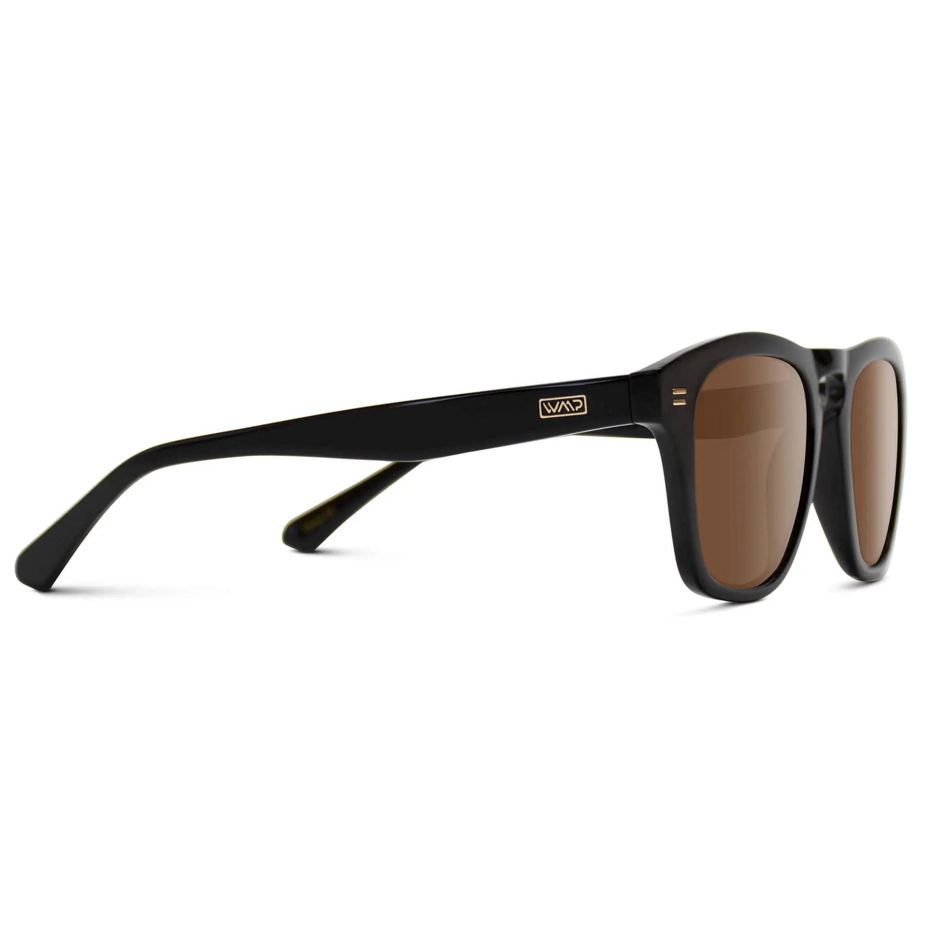 Black / Brown Lens || Acetate Sunglasses in Glossy Black Frame with Brown Polarized Lenses