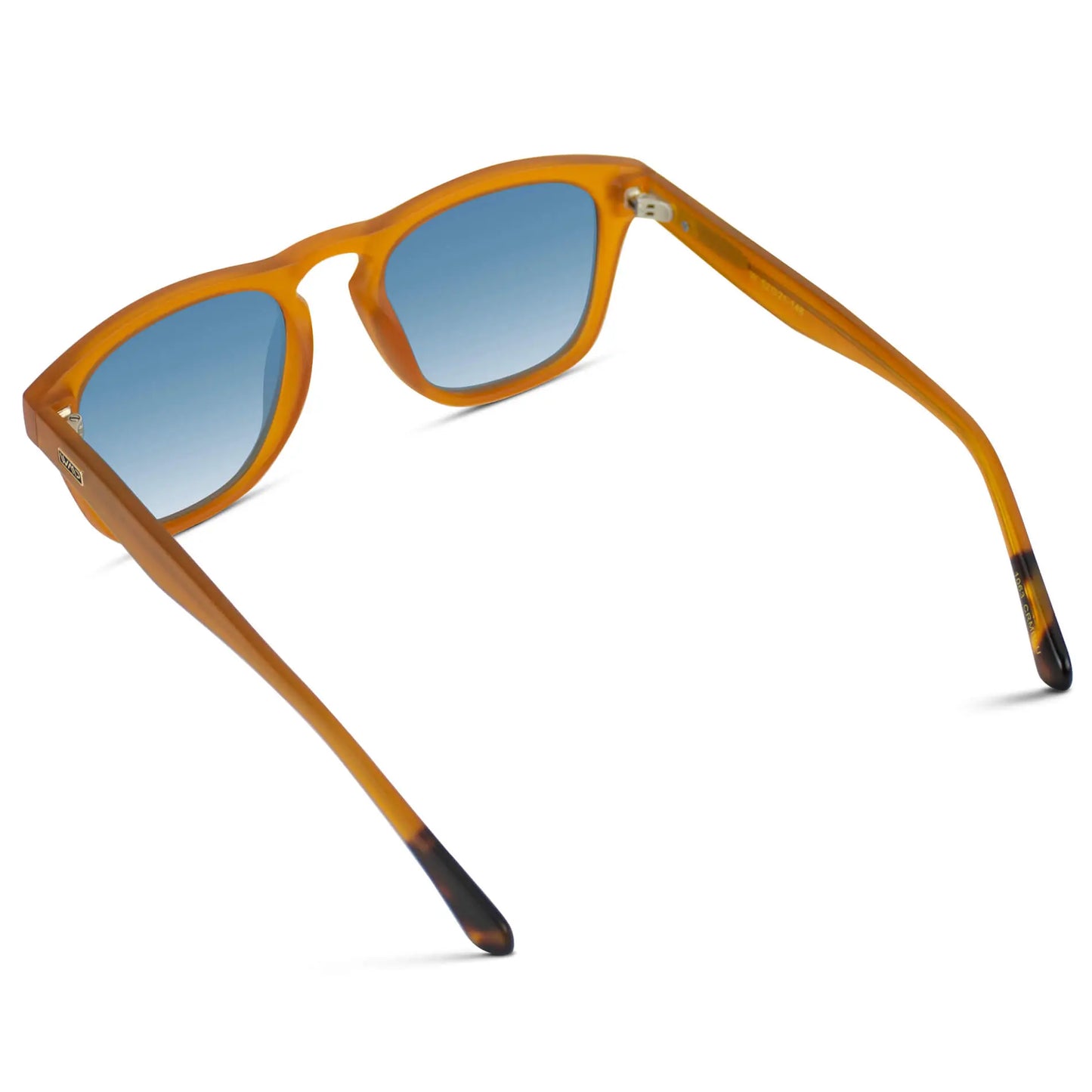 Sunset Orange / Blue Gradient Lens || Acetate Square Sunglasses in Sunset Orange Frame with Blue Gradient Polarized Lenses