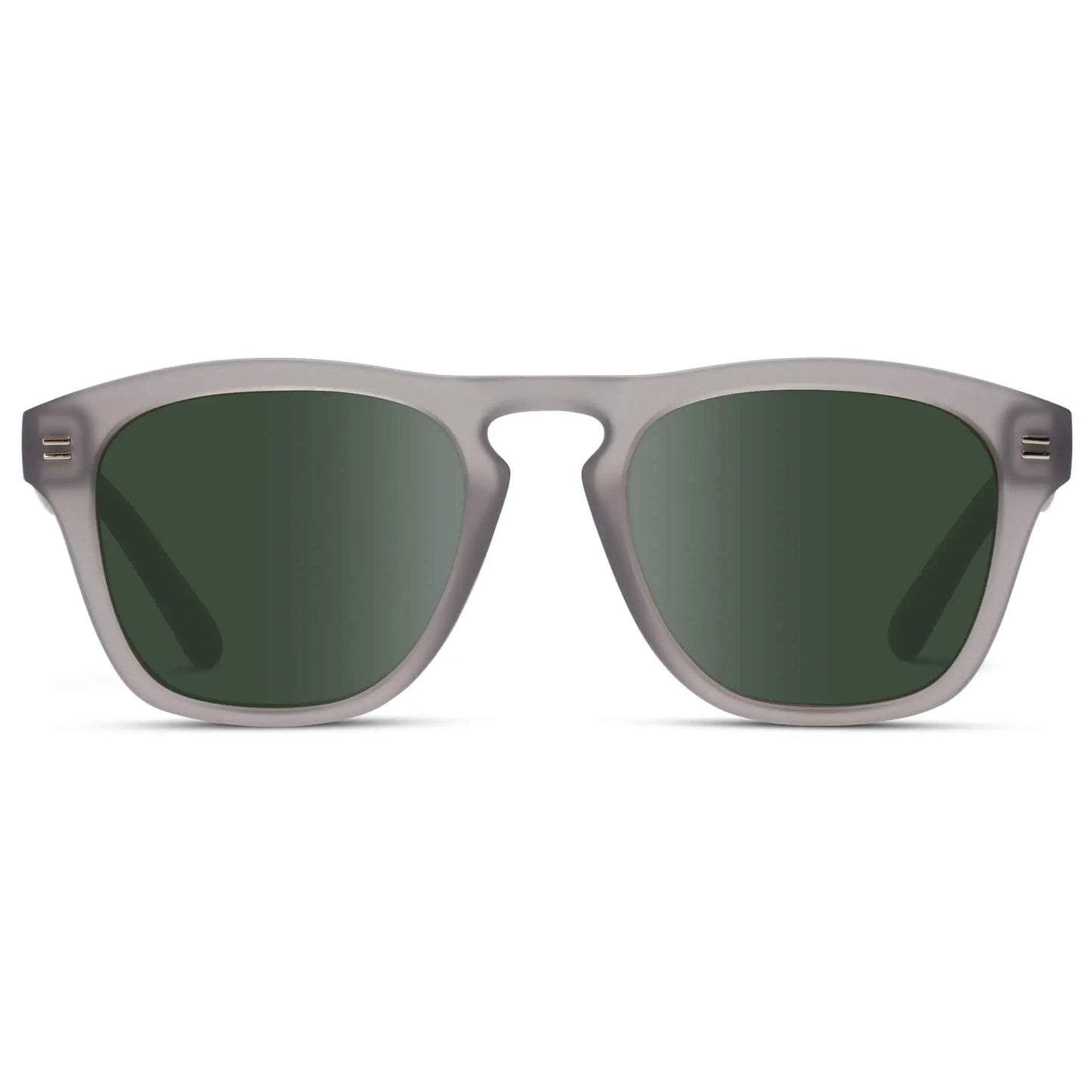 Moonrock Grey / G15 || Men's Square Prescription Sunglasses with Moonrock Grey Frame and Green Lenses on a white background