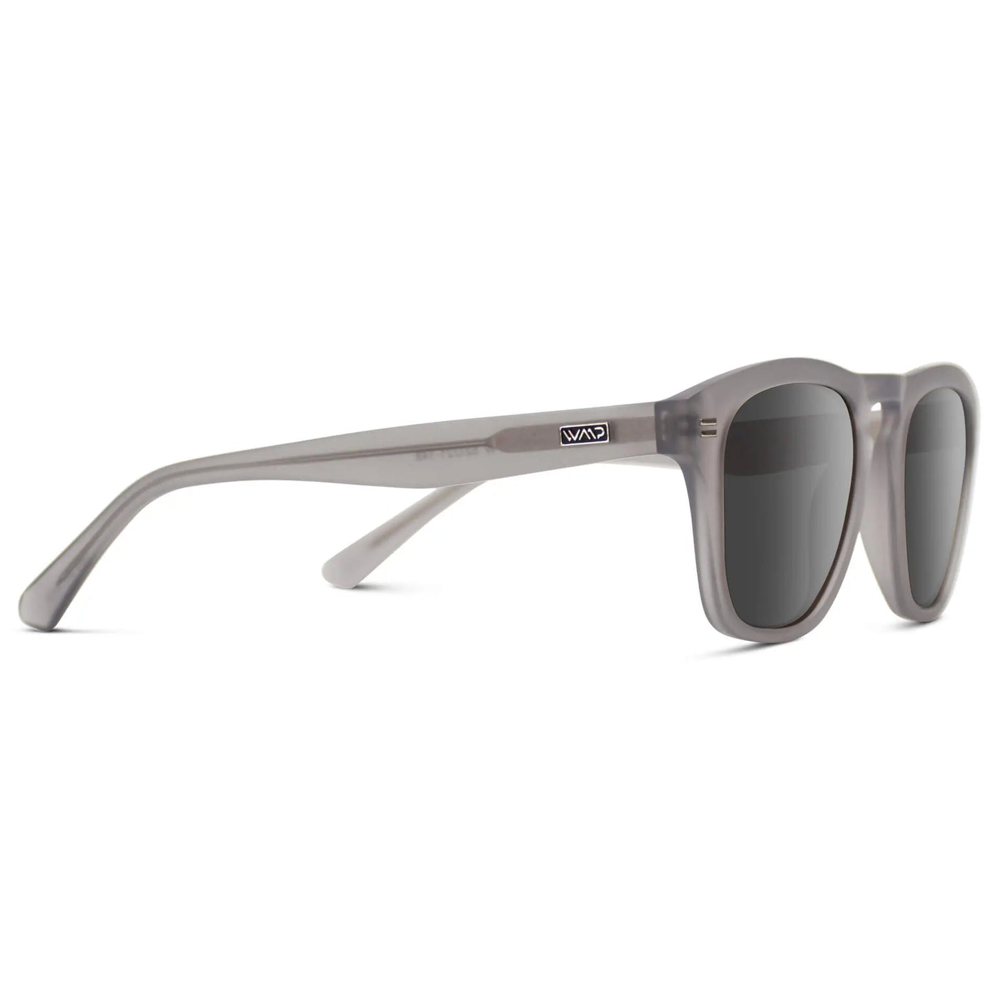 Moonrock Grey / Grey || Temple view of Men's Square Prescription Sunglasses with Moonrock Grey  Frame and Grey Lenses on a white background