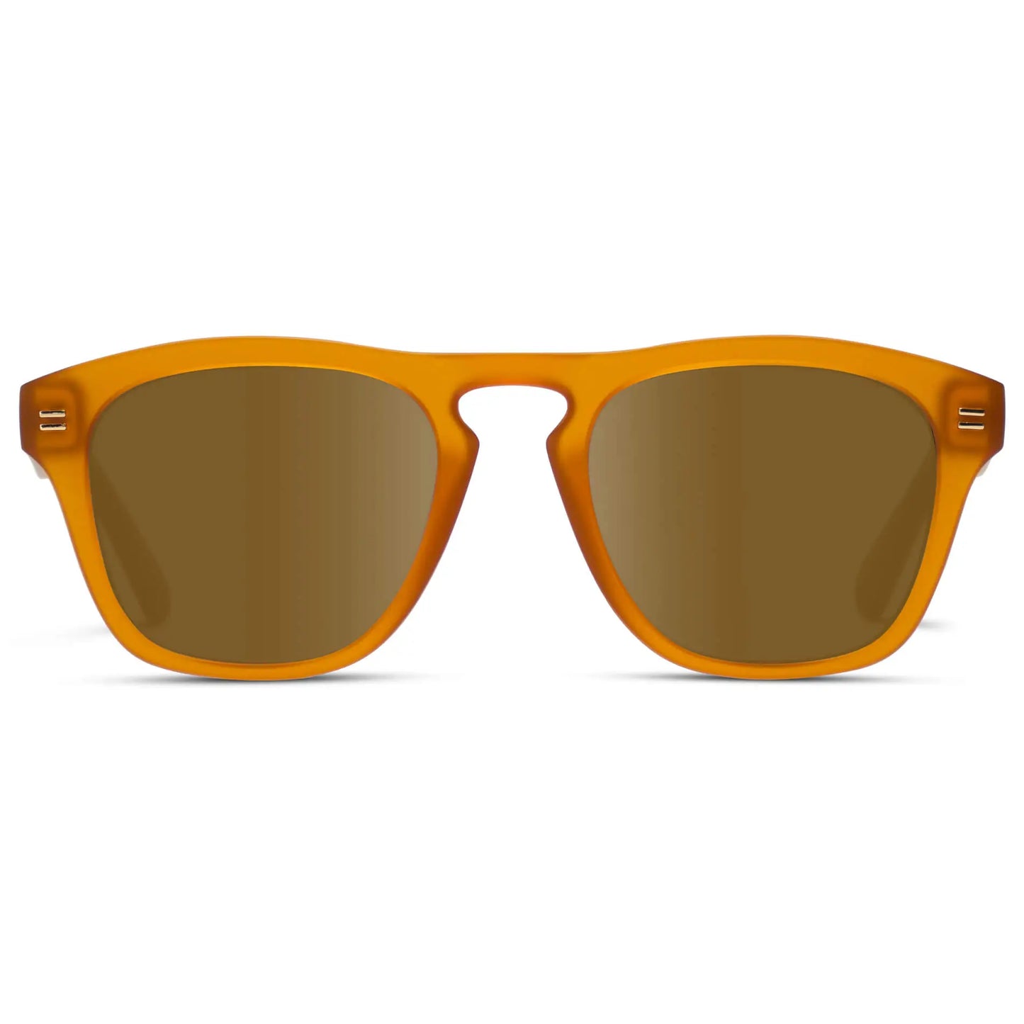 Sunset Orange / Amber || Men's Square Prescription Sunglasses with Sunset Orange Frame and Amber Lenses on a white background