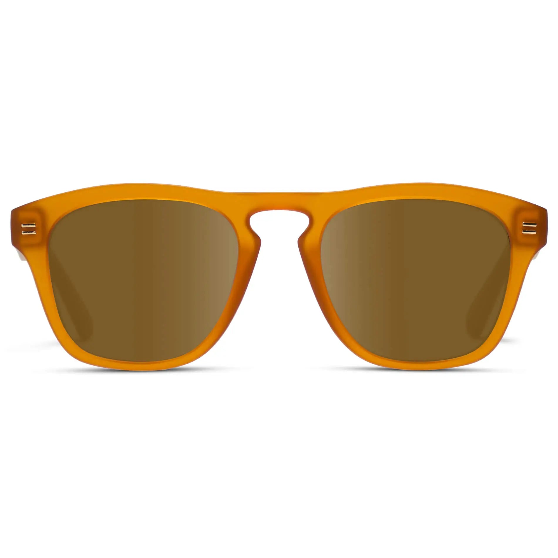 Sunset Orange / Amber || Men's Square Prescription Sunglasses with Sunset Orange Frame and Amber Lenses on a white background