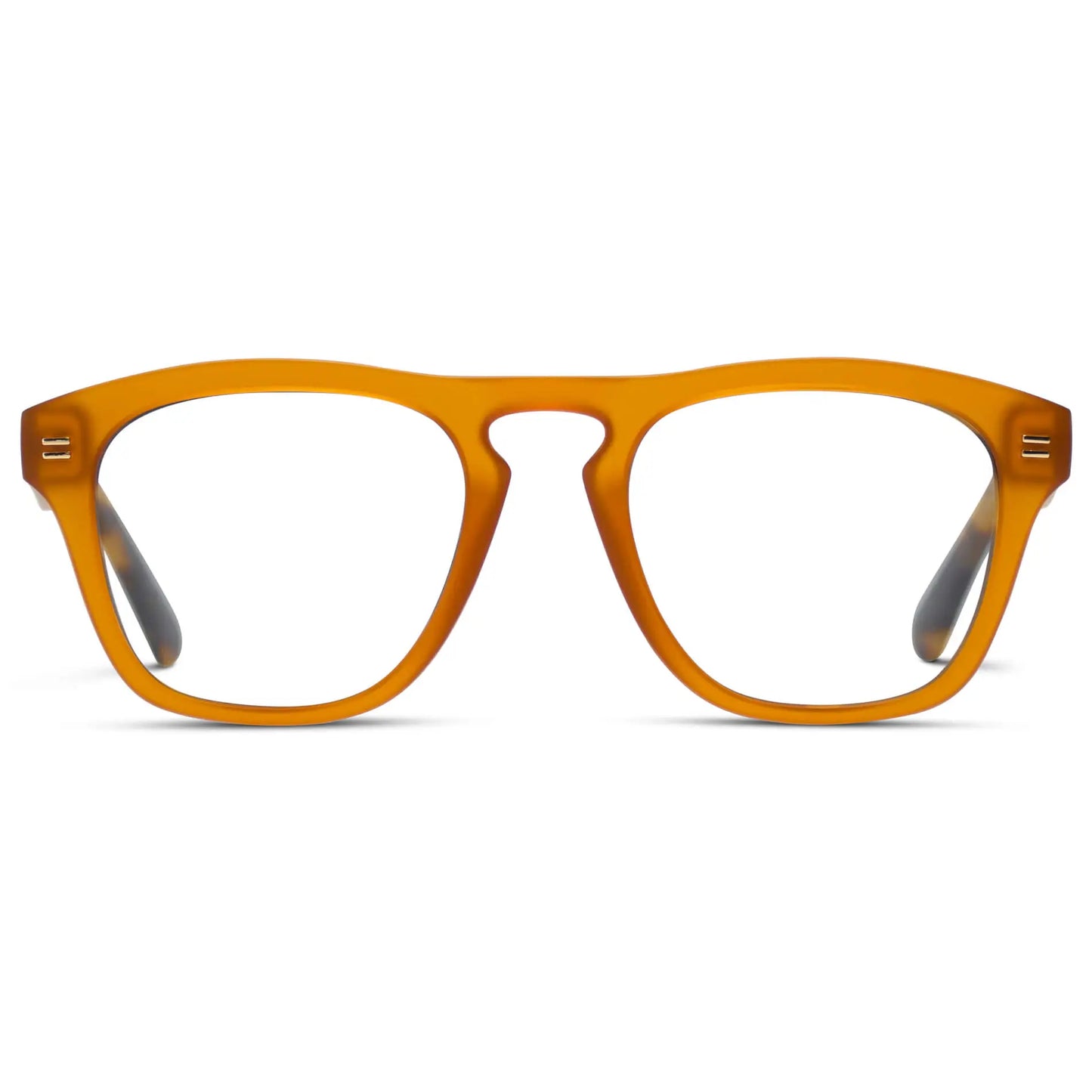 Sunset Orange || Men's Square Prescription Glasses with Sunset Orange Frames and Clear Lenses on a white background