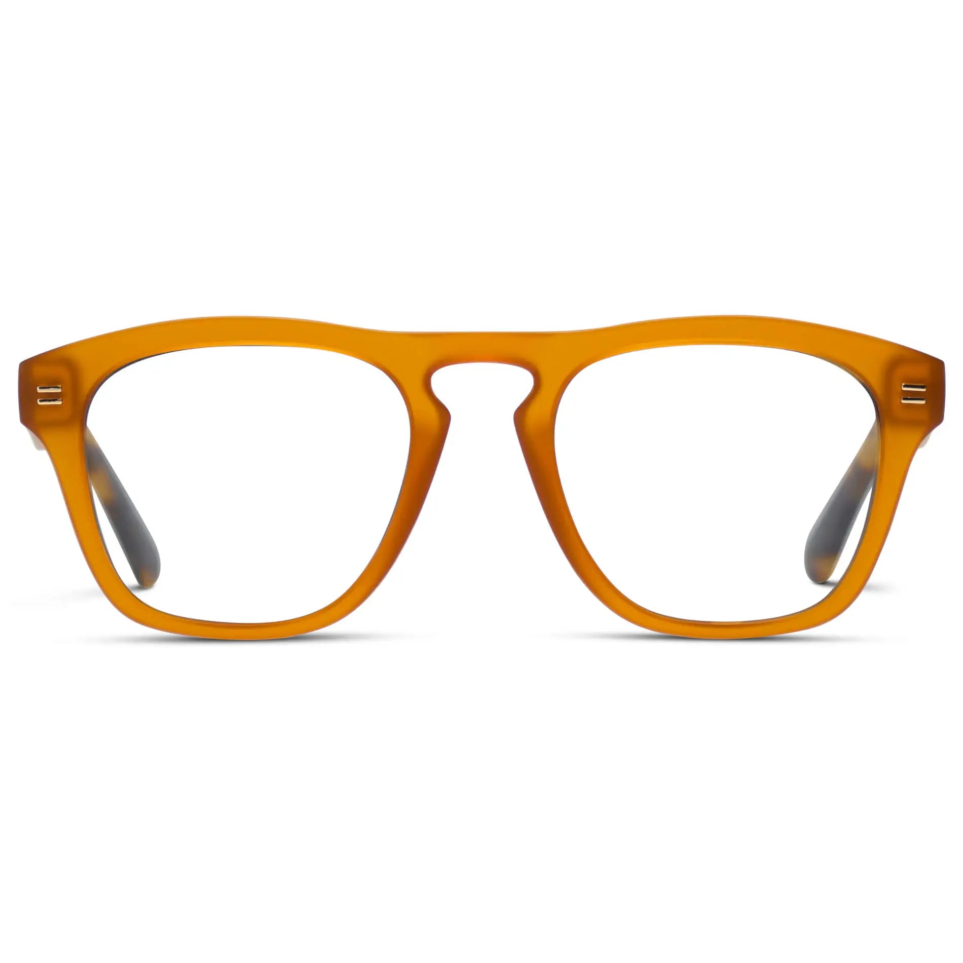 Sunset Orange || Men's Square Prescription Glasses with Sunset Orange Frames and Clear Lenses on a white background