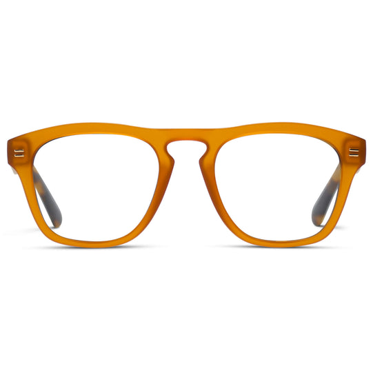 Sunset Orange || Orange Square Frame Glasses with Clear Prescription Lenses