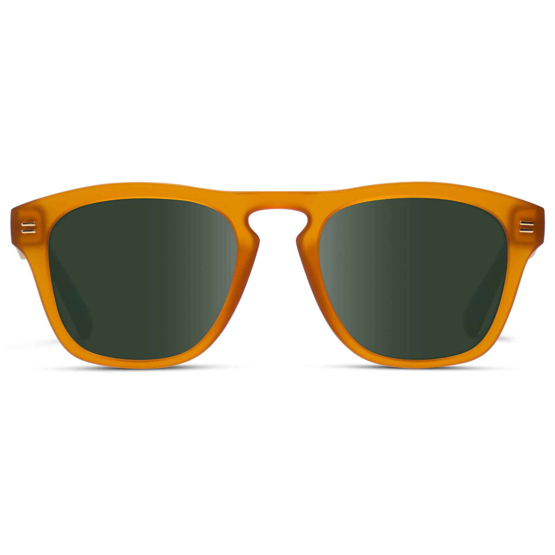 Sunset Orange / G15 Lens || Orange Square Frame Sunglasses with Green Prescription Lenses