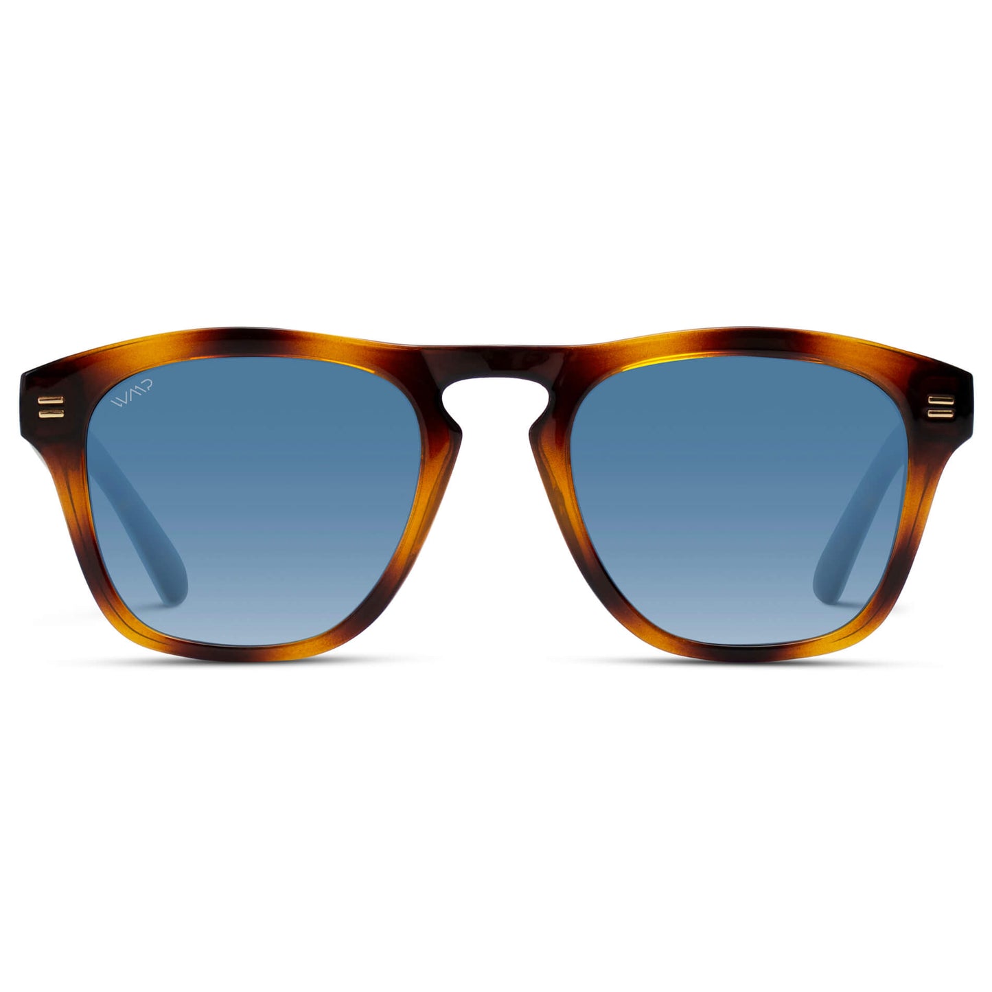 Whiskey Brown Tortoise / Blue Gradient Lens || Men's affordable polarized square sunglasses whiskey brown tortoise frame with blue gradient lens