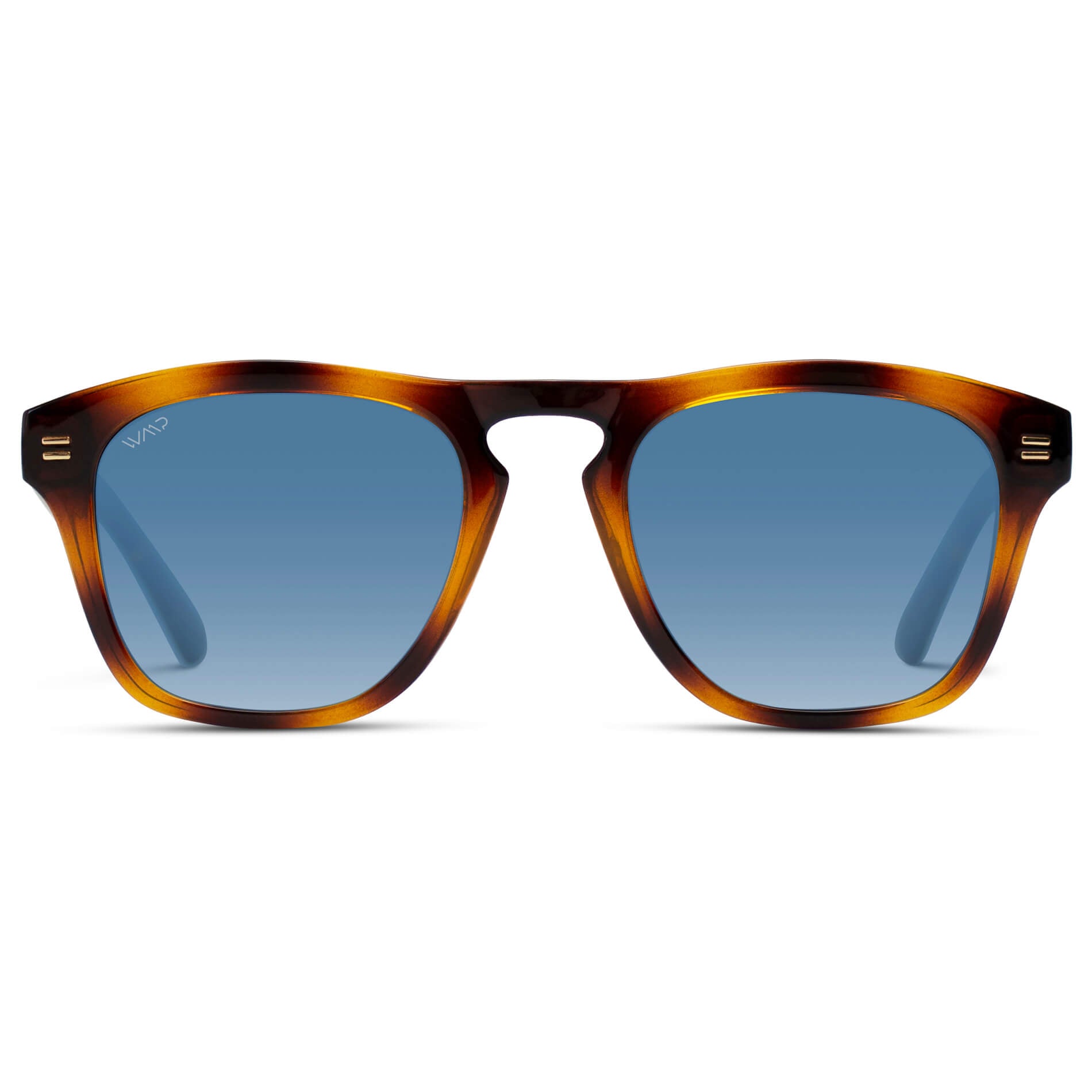 Whiskey Brown Tortoise / Blue Gradient Lens || Men's affordable polarized square sunglasses whiskey brown tortoise frame with blue gradient lens