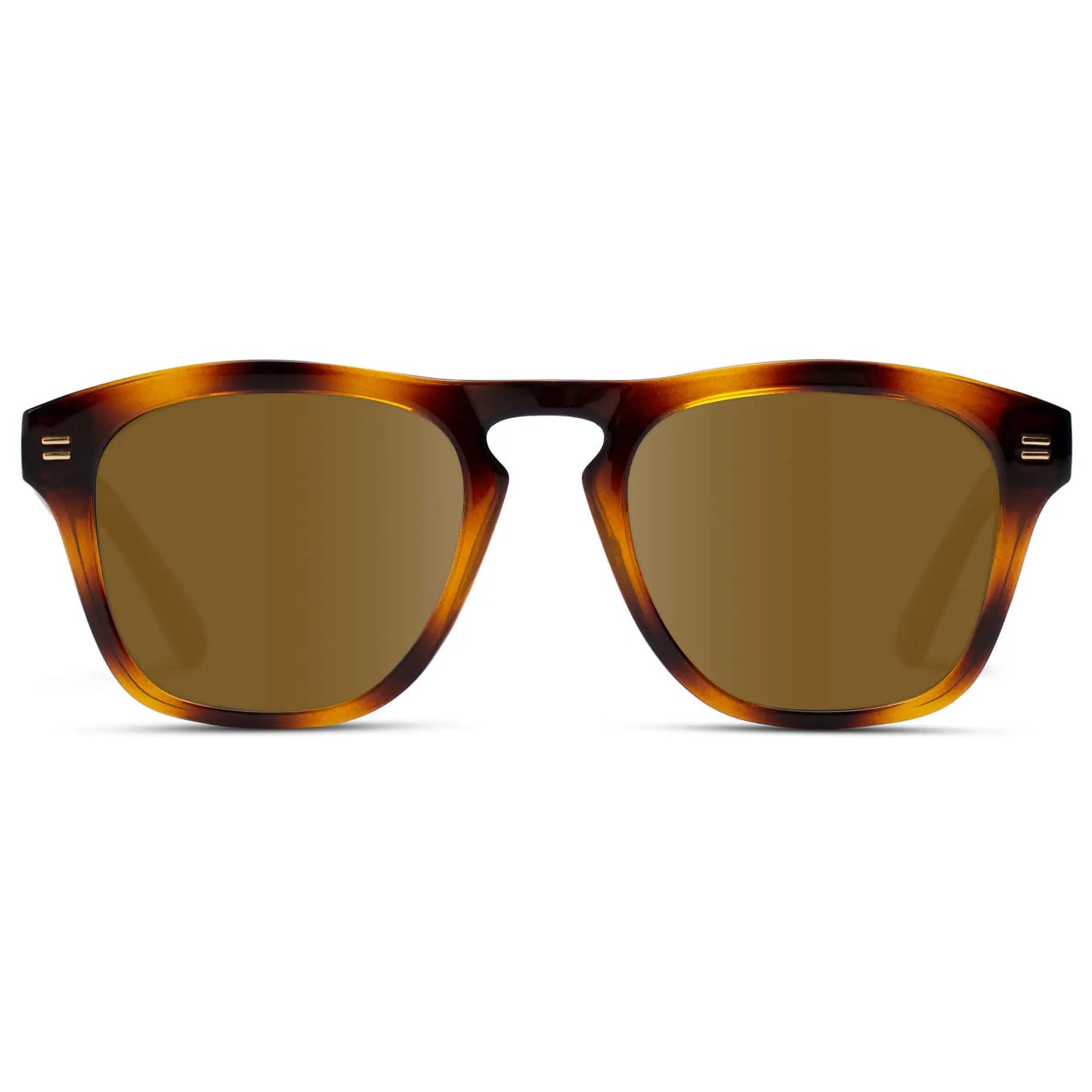 Whiskey Brown Tortoise / Amber || Men's Square Prescription Sunglasses with Whiskey Brown Tortoise Frame and Amber Lenses on a white background