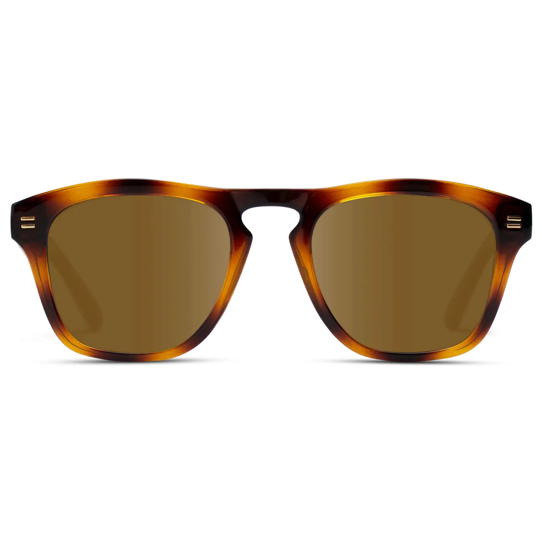 Whiskey Brown Tortoise / Amber || Men's Square Prescription Sunglasses with Whiskey Brown Tortoise Frame and Amber Lenses on a white background