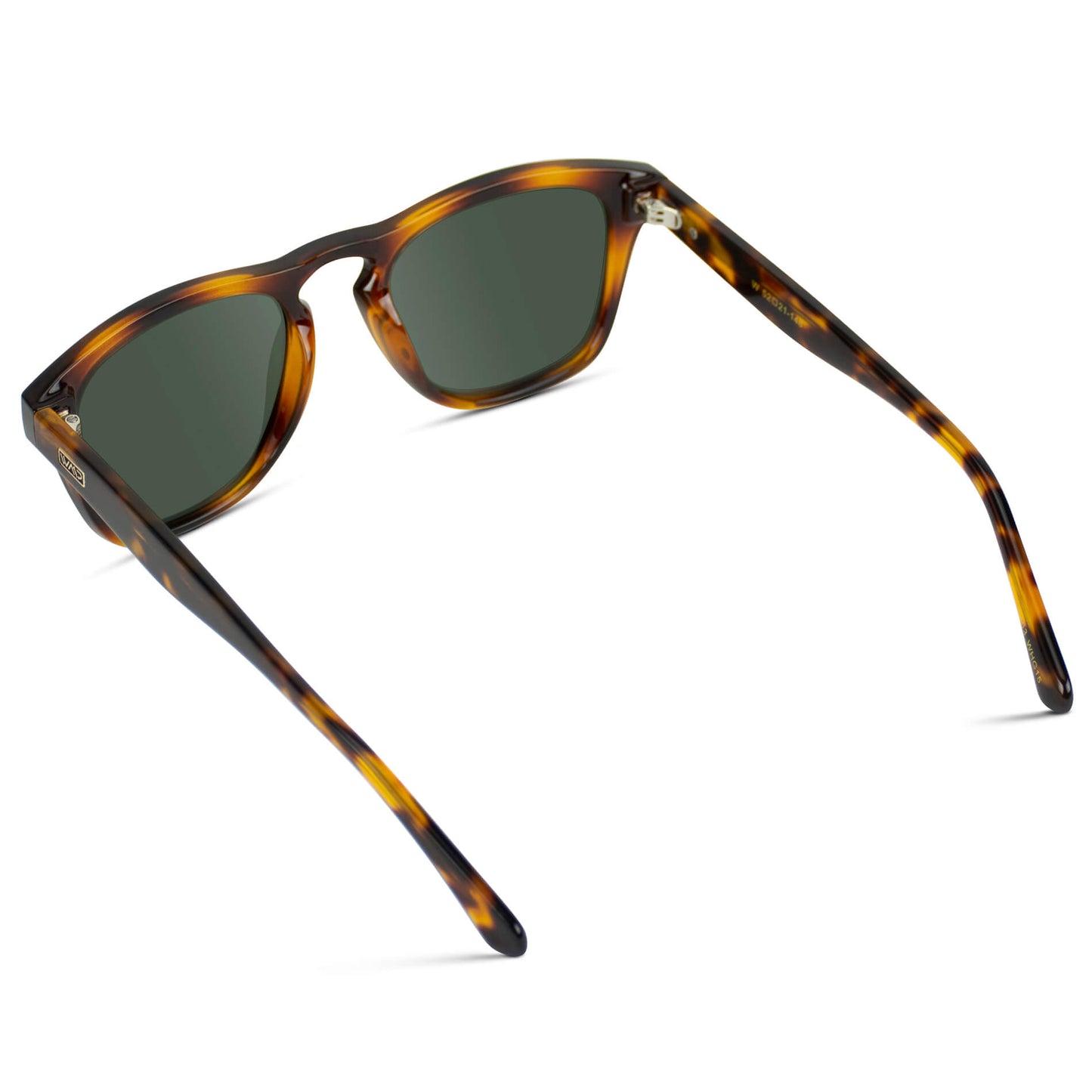 Whiskey Brown Tortoise / Smoke Green Lens || Sleek and thick square frame polarized sunglasses for men with a acetate frame in a whiskey brown tortoise frame and smoke green lenses