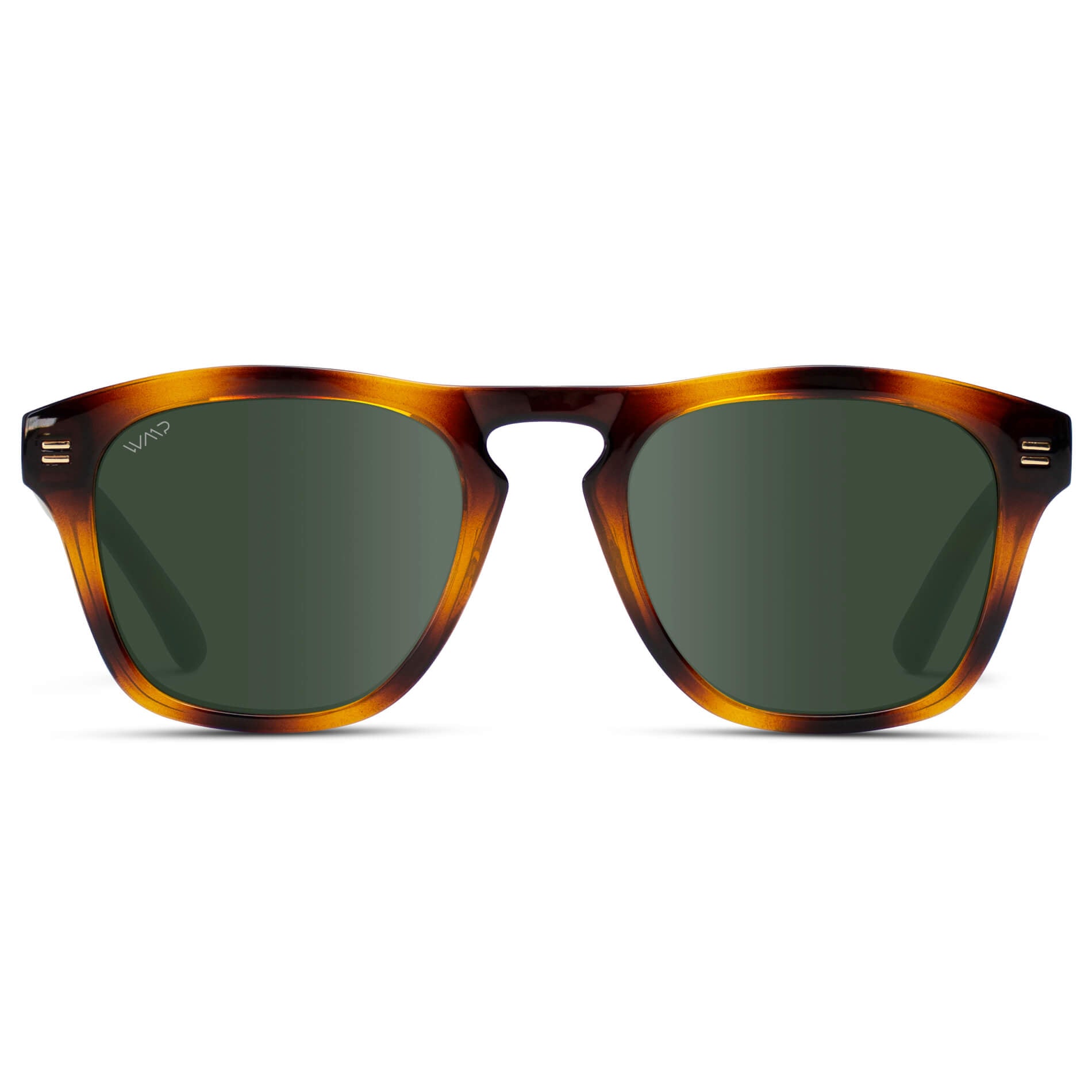 Whiskey Brown Tortoise / Smoke Green Lens || Men's square acetate polarized sunglasses with a sleek and thick design in whiskey brown tortoise frame and smoke green lenses