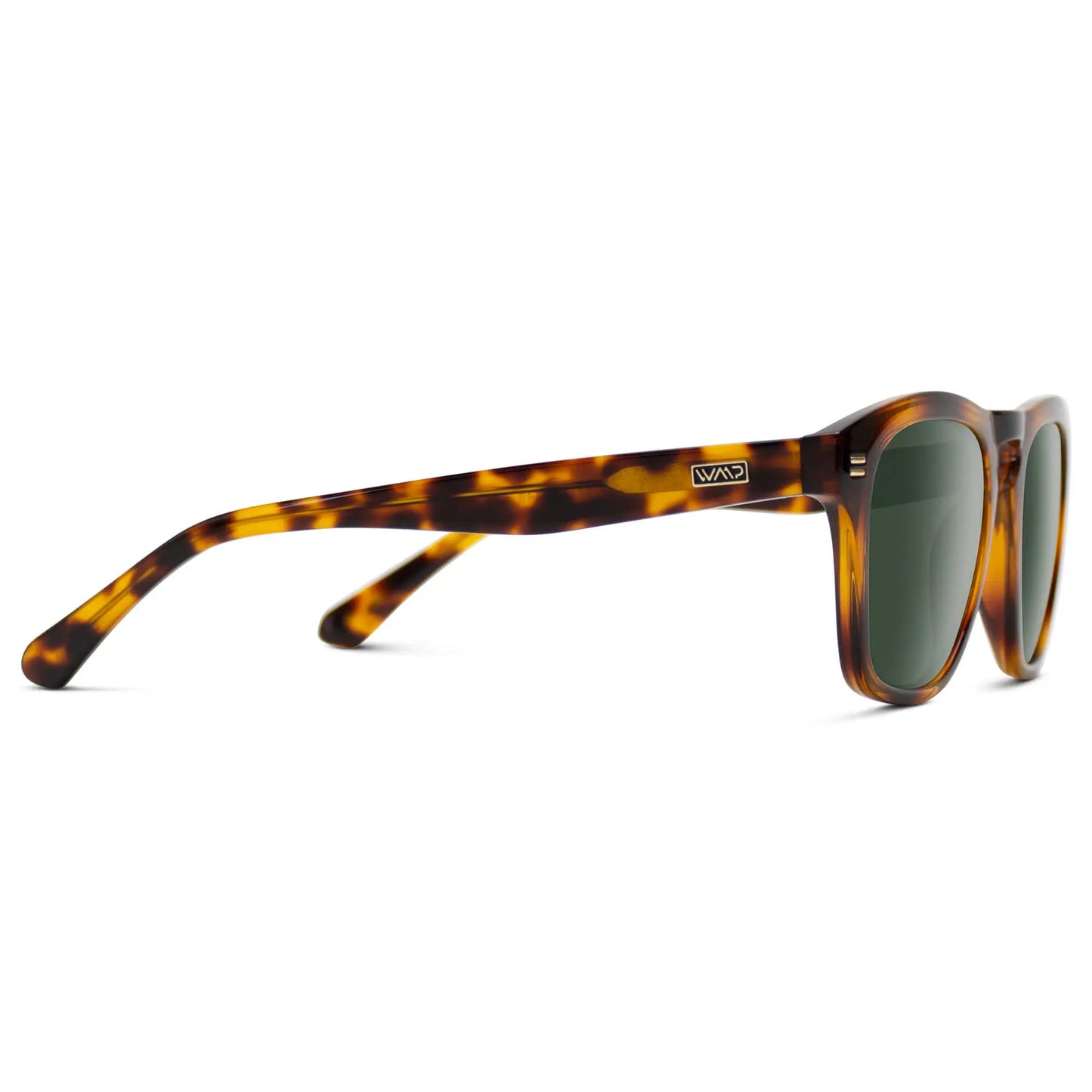 Whiskey Brown Tortoise / Smoke Green Lens || Acetate Square Sunglasses in Whiskey Brown Tortoise Frame with Smoke Green Polarized Lenses