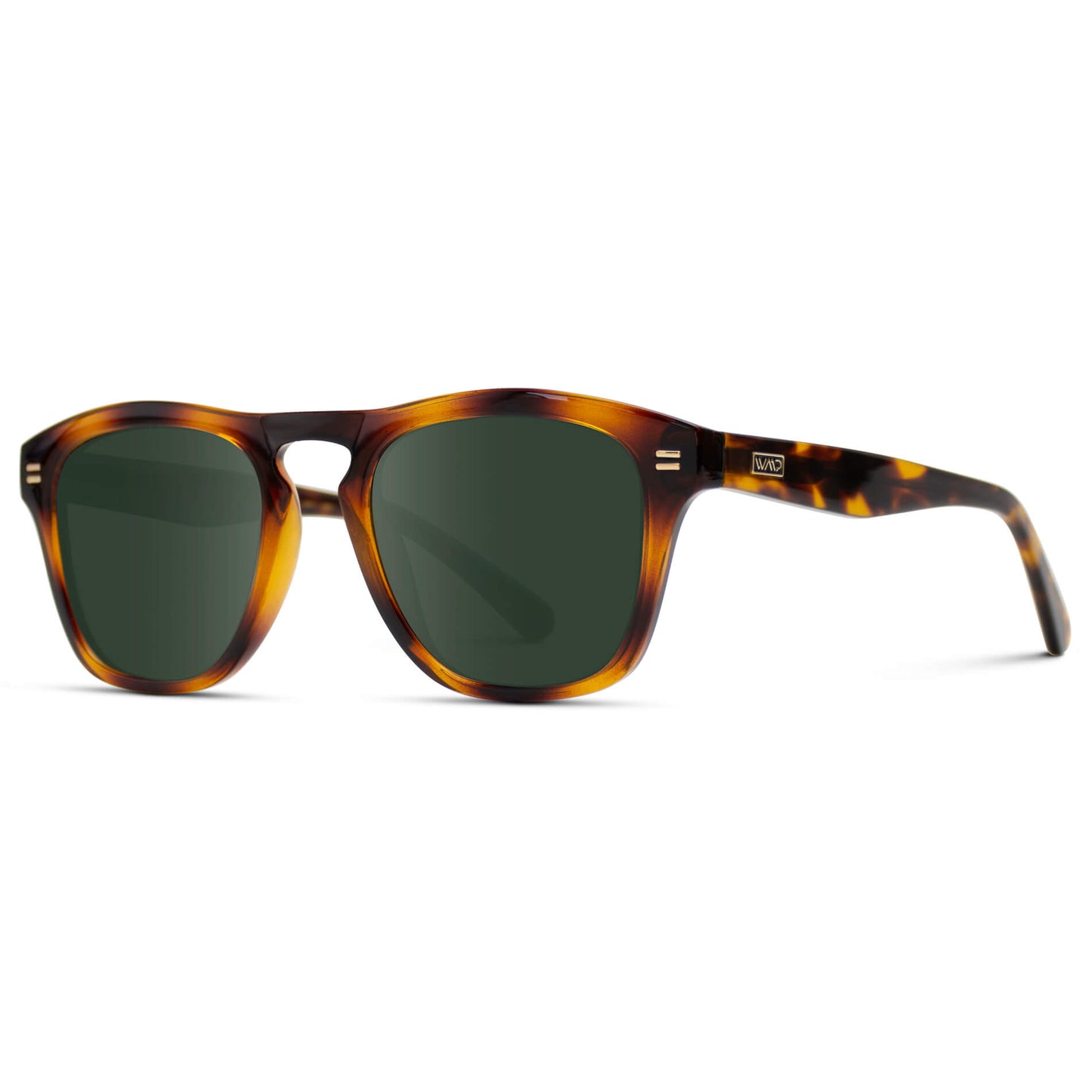 Whiskey Brown Tortoise / G15 Lens || Tortoise Square Frame Sunglasses with Green Prescription Lenses