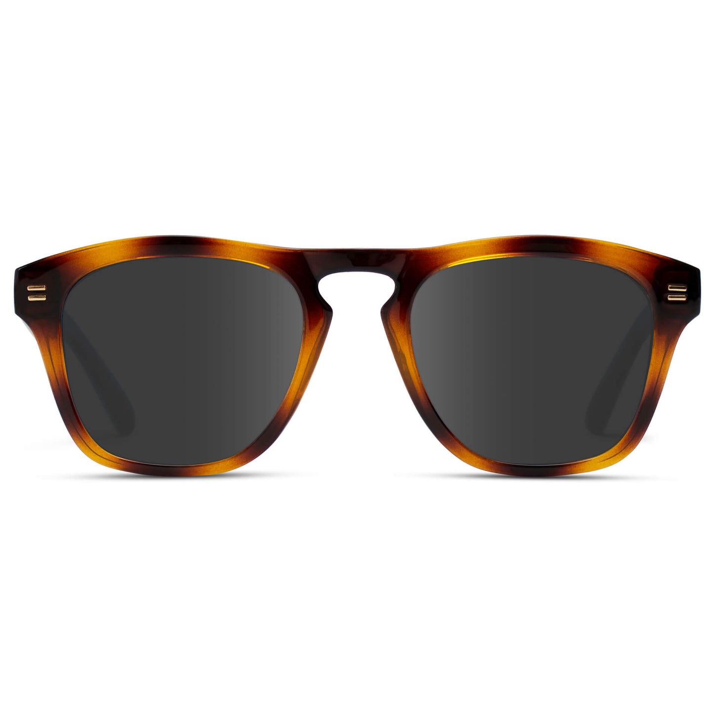Whiskey Brown Tortoise / Grey Lens || Tortoise Square Frame Sunglasses with Grey Prescription Lenses