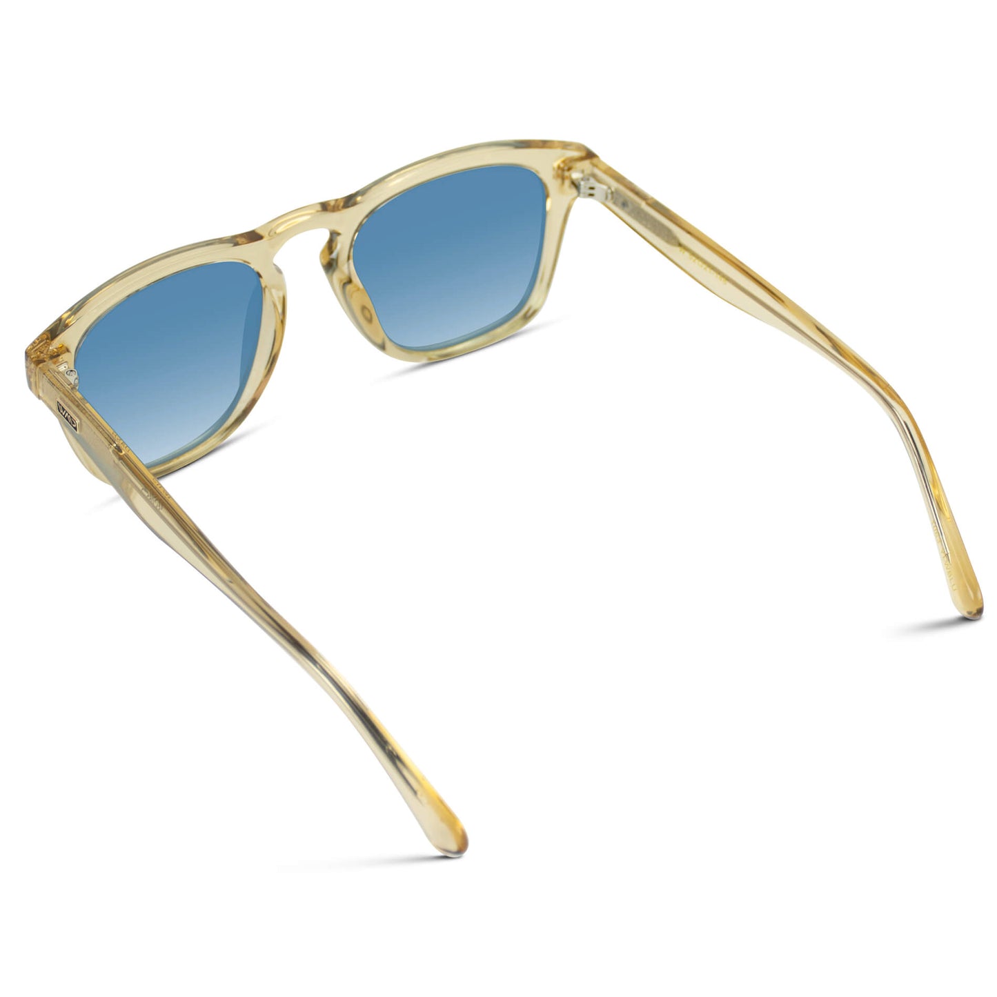 Champagne Crystal / Blue Gradient Lens || Men's polarized sunglasses with stately, sleek, and thick square acetate frame with a champagne crystal frame and gradient blue lenses