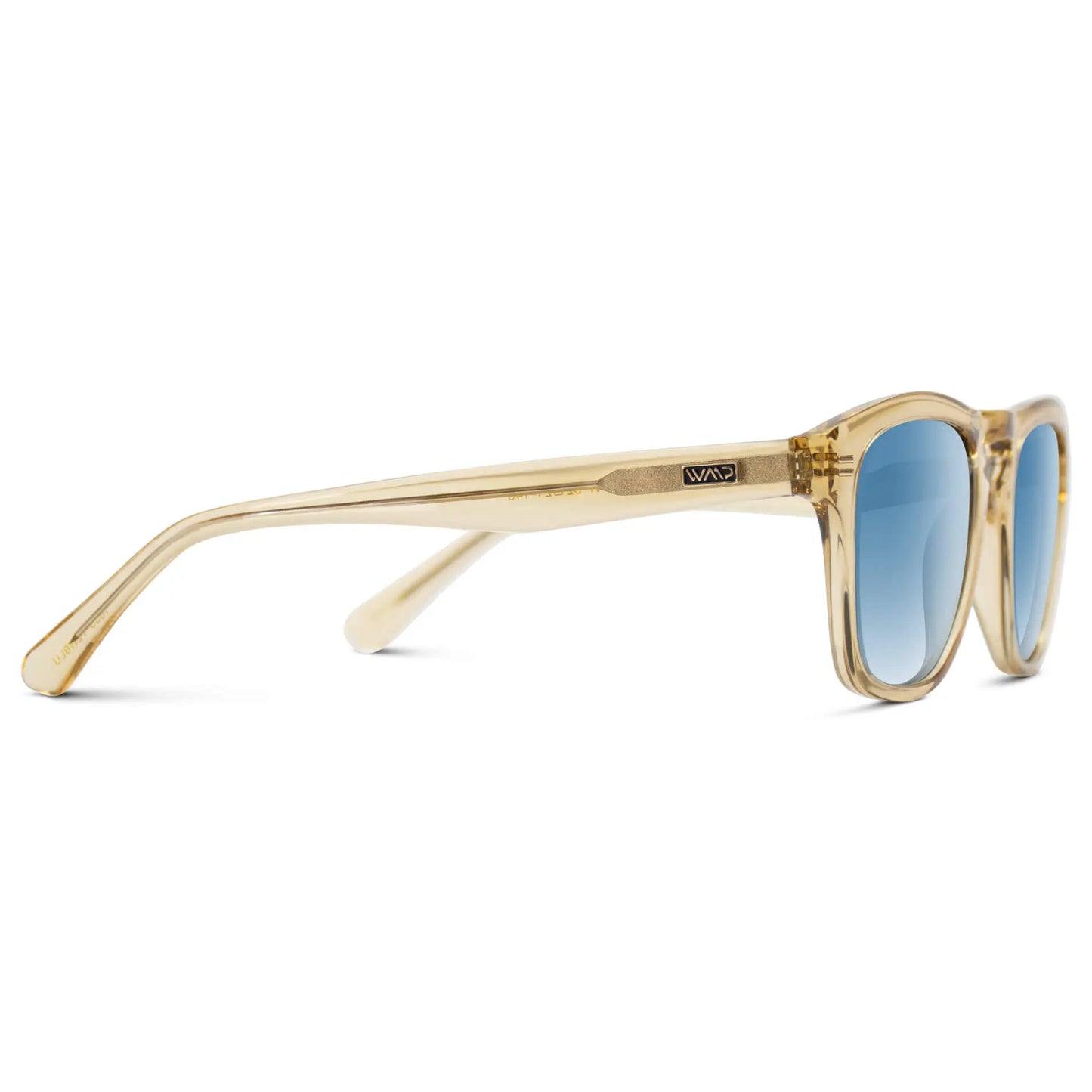 Champagne Crystal / Blue Gradient Lens || Acetate Square Sunglasses in Champagne Crystal with Blue Gradient Polarized Lenses