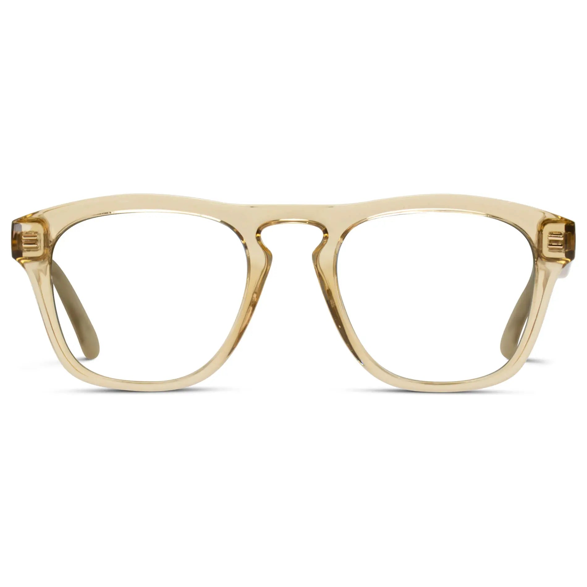 Champagne Crystal || Men's Square Prescription Glasses with Champagne Crystal Frames and Clear Lenses on a white background