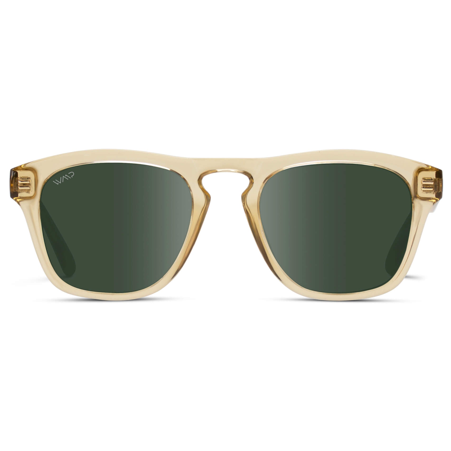 Champagne Crystal / Smoke Green Lens || Fashionable polarized sunglasses for men in champagne crystal with smoke green lens