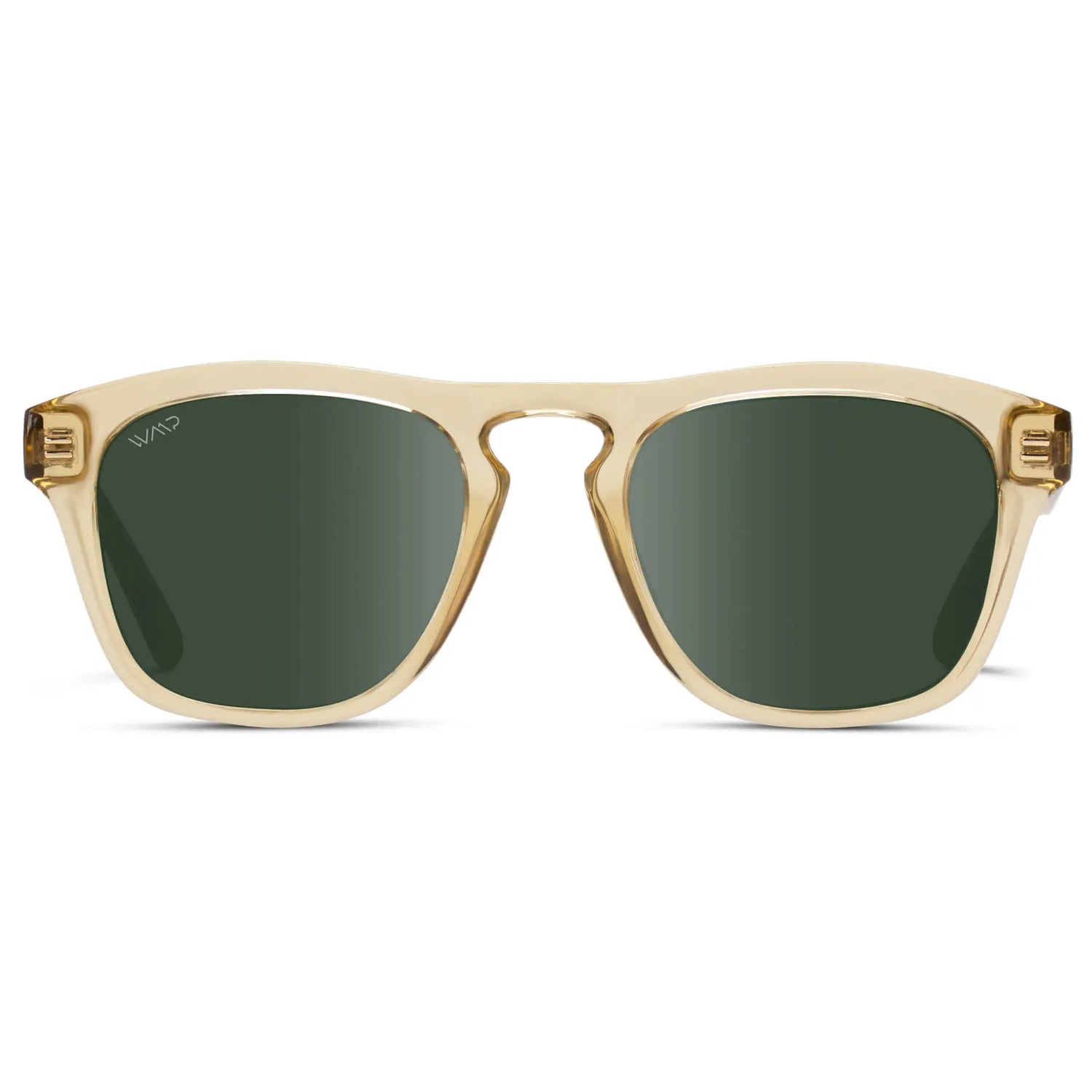 Champagne Crystal / Smoke Green Lens || Champagne Crystal Sunglasses with Smoke Green Polarized Lenses