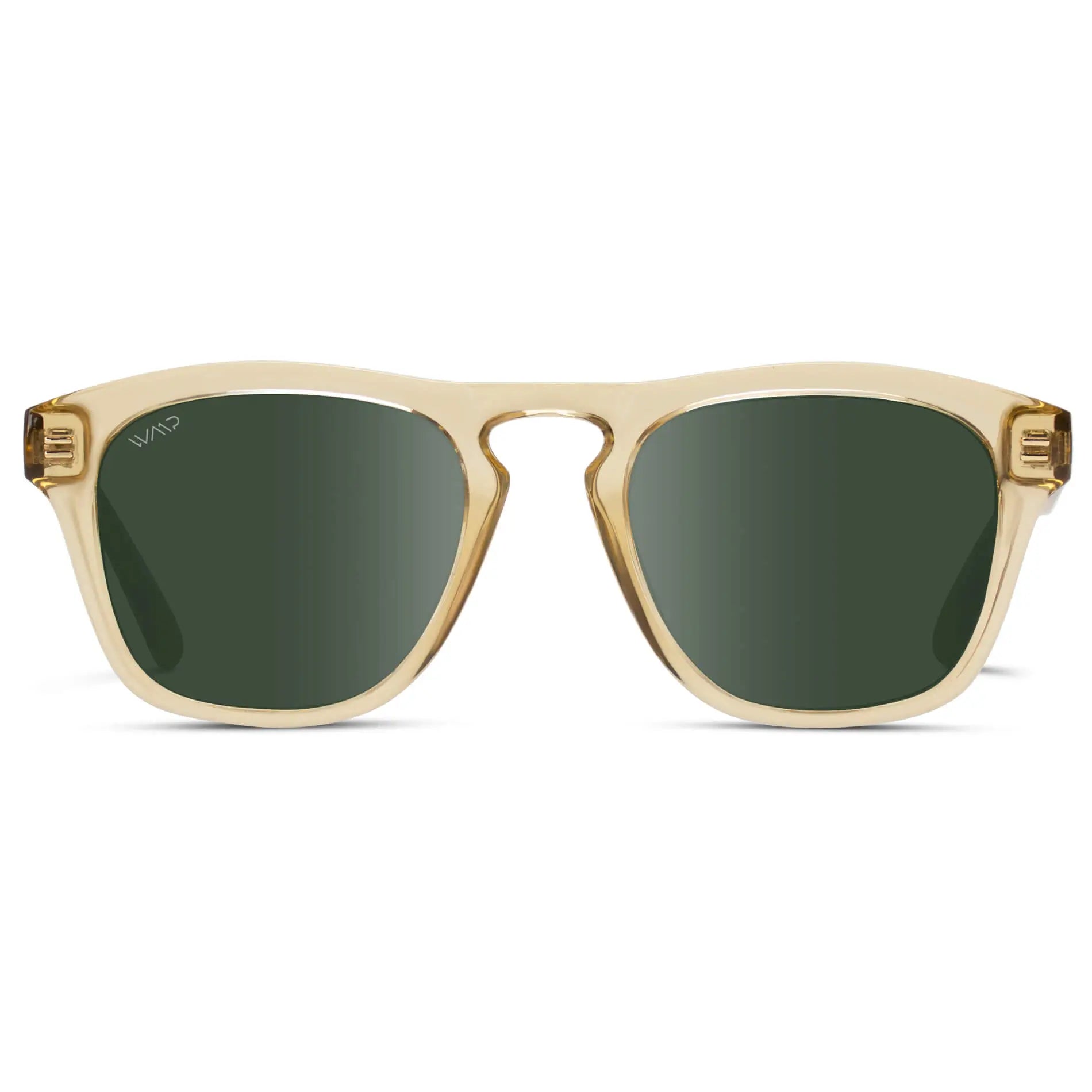 Champagne Crystal / Smoke Green Lens || Champagne Crystal Sunglasses with Smoke Green Polarized Lenses
