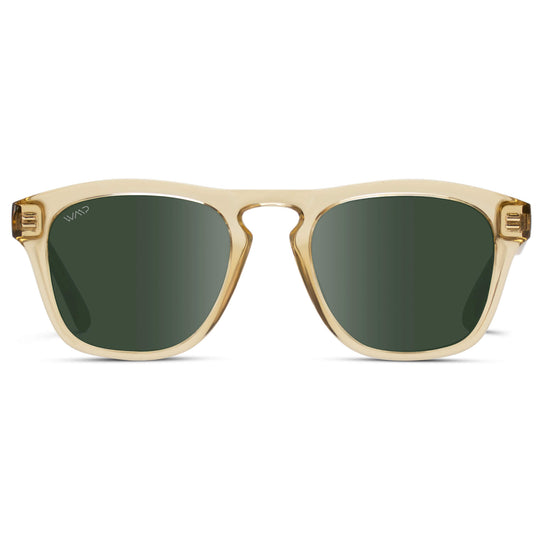 Champagne Crystal / Smoke Green Lens || Fashionable polarized sunglasses for men in champagne crystal with smoke green lens