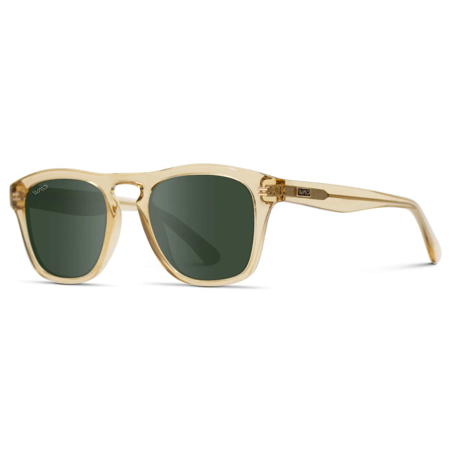 Champagne Crystal / Smoke Green Lens || Champagne Crystal Sunglasses with Smoke Green Polarized Lenses