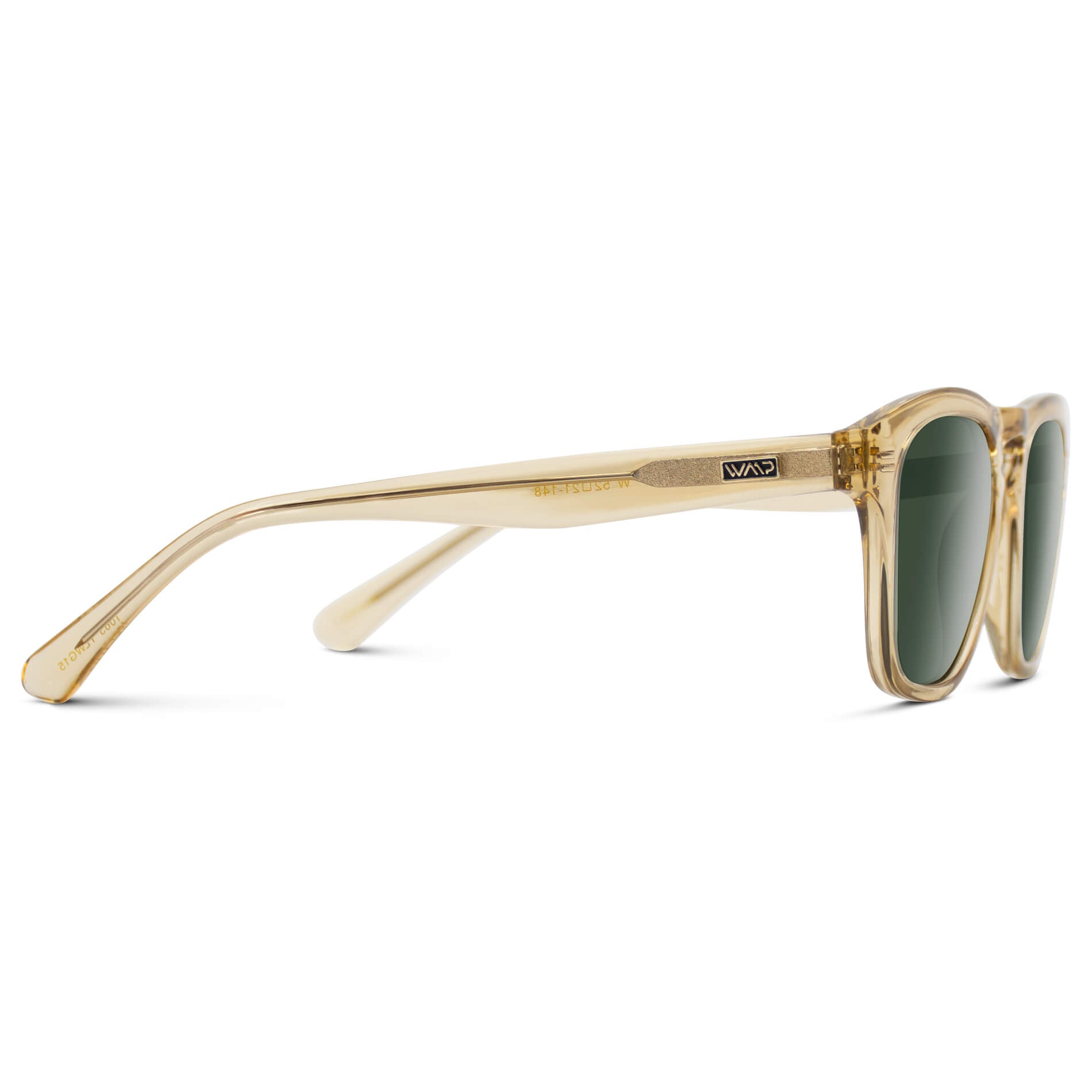 Champagne Crystal / Smoke Green Lens || Eye-catching champagne crystal framed sunglasses for men with smoke green lens
