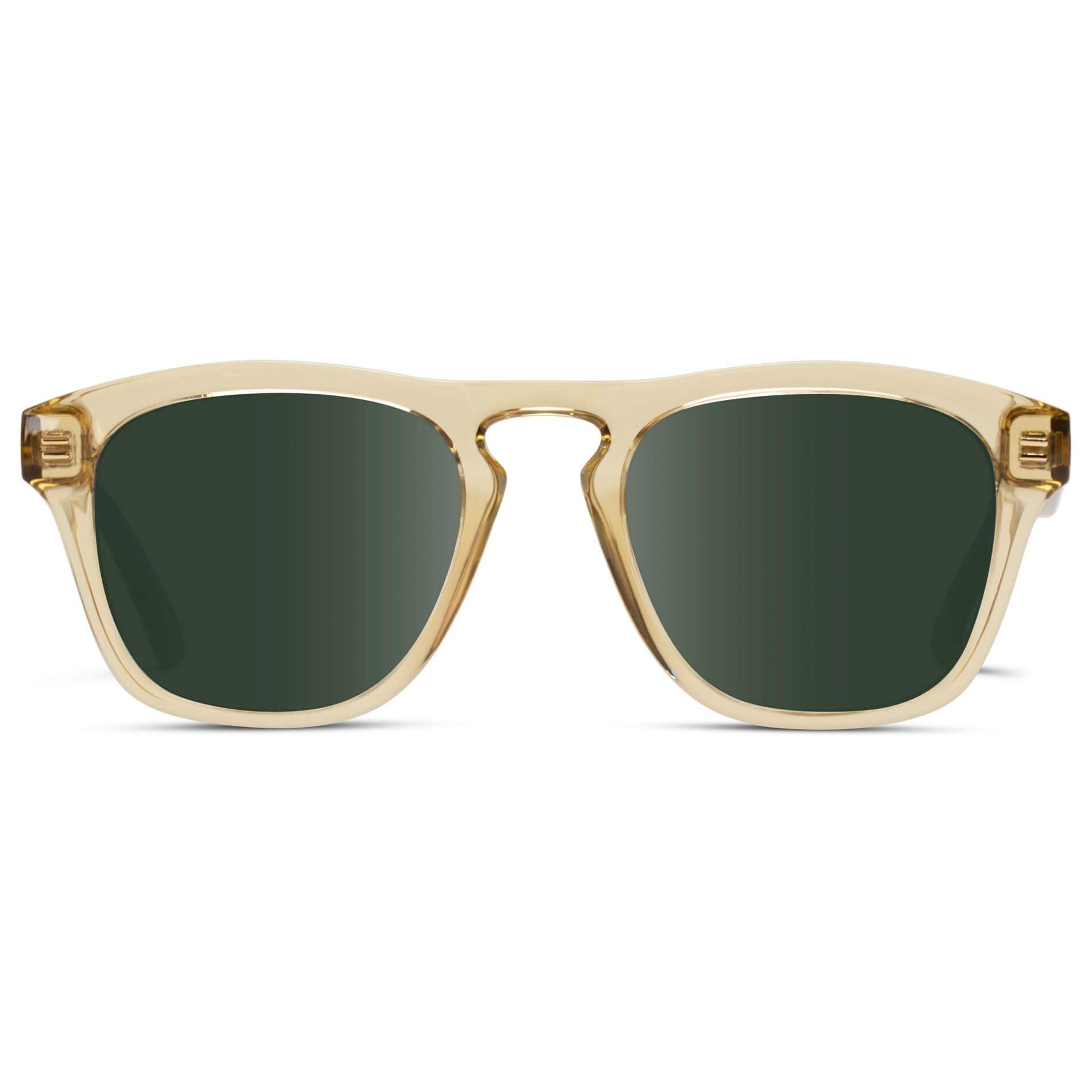 Champagne Crystal / G15 Lens || Yellow Square Frame Sunglasses with Green Prescription Lenses